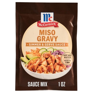 McCormick® Miso Gravy Simmer & Serve Sauce Mix, A Savory, Umami-Rich Sauce, Serve Over Chicken, Pork, Seafood, Vegetables, or Rice, Ready in 5 Minutes, 1 oz