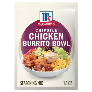 McCormick Seasoning Mix, Chipotle Chicken Burrito Bowl, Zesty, No Artificial Flavors, Use with Chicken, Steak, Pork, Shrimp, Black Beans, Vegetables, Rice, and More, 1.5 oz (Pack of 12)