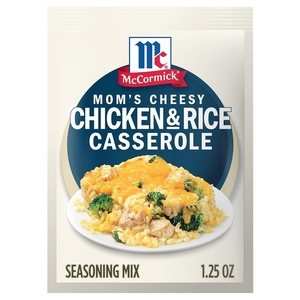 McCormick Seasoning Mix, Mom’s Cheesy Chicken & Rice Casserole, No MSG Added, Long Grain Rice, Cheesy, Easy, Made with Cheddar Cheese, Garlic, and McCormick Spices, 1.25 oz