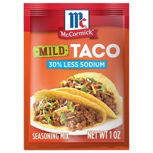 McCormick Taco Seasoning Mix, Mild, 30% Less Sodium, No MSG Added, No Artificial Flavors, For Tacos, Nachos, Fajitas and More, 1 oz(1 Ounce (Pack of 1))