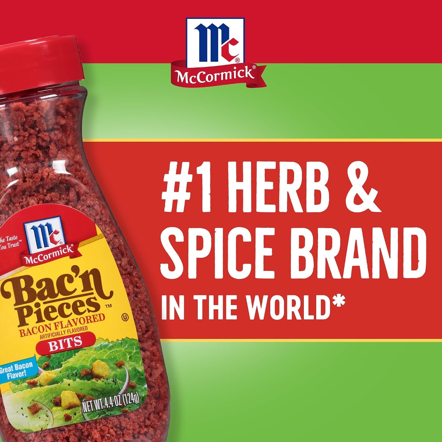 image:imageMcCormick Bacon Bits Artificially Flavored Vegan and Vegetarian Friendly Alternative to Bacon Shake on Salads Pizza and More for Meaty Flavor and Crunch 44 ozBits