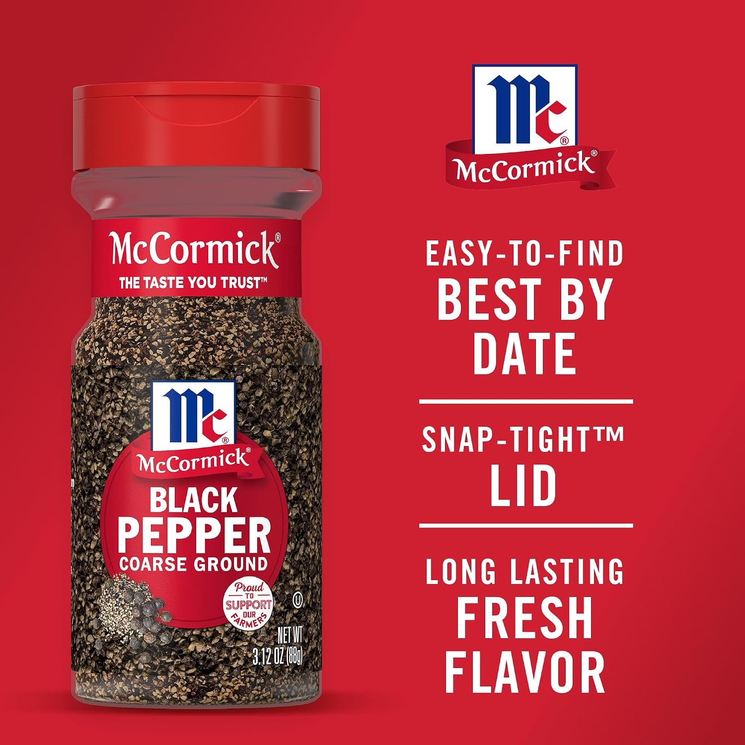 image:imageMcCormick Black Pepper Coarse Ground Non GMO HandHarvested Enjoy Distinctive Pepper Flavor While Cooking amp Tableside 312 oz312 Ounce Pack of 1