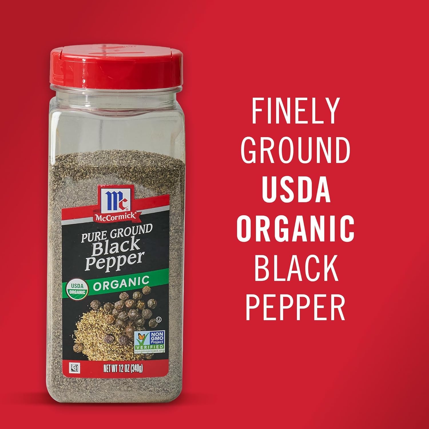 image:imageMcCormick Black Pepper Pure Ground Organic Non GMO Enjoy Distinctive Pepper Flavor While Cooking amp Tableside 12 oz12 Ounce Pack of 1
