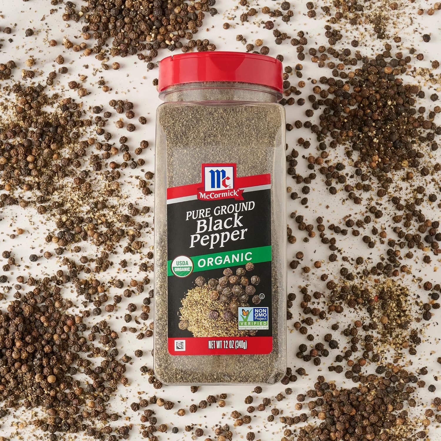 image:imageMcCormick Black Pepper Pure Ground Organic Non GMO Enjoy Distinctive Pepper Flavor While Cooking amp Tableside 12 oz12 Ounce Pack of 1