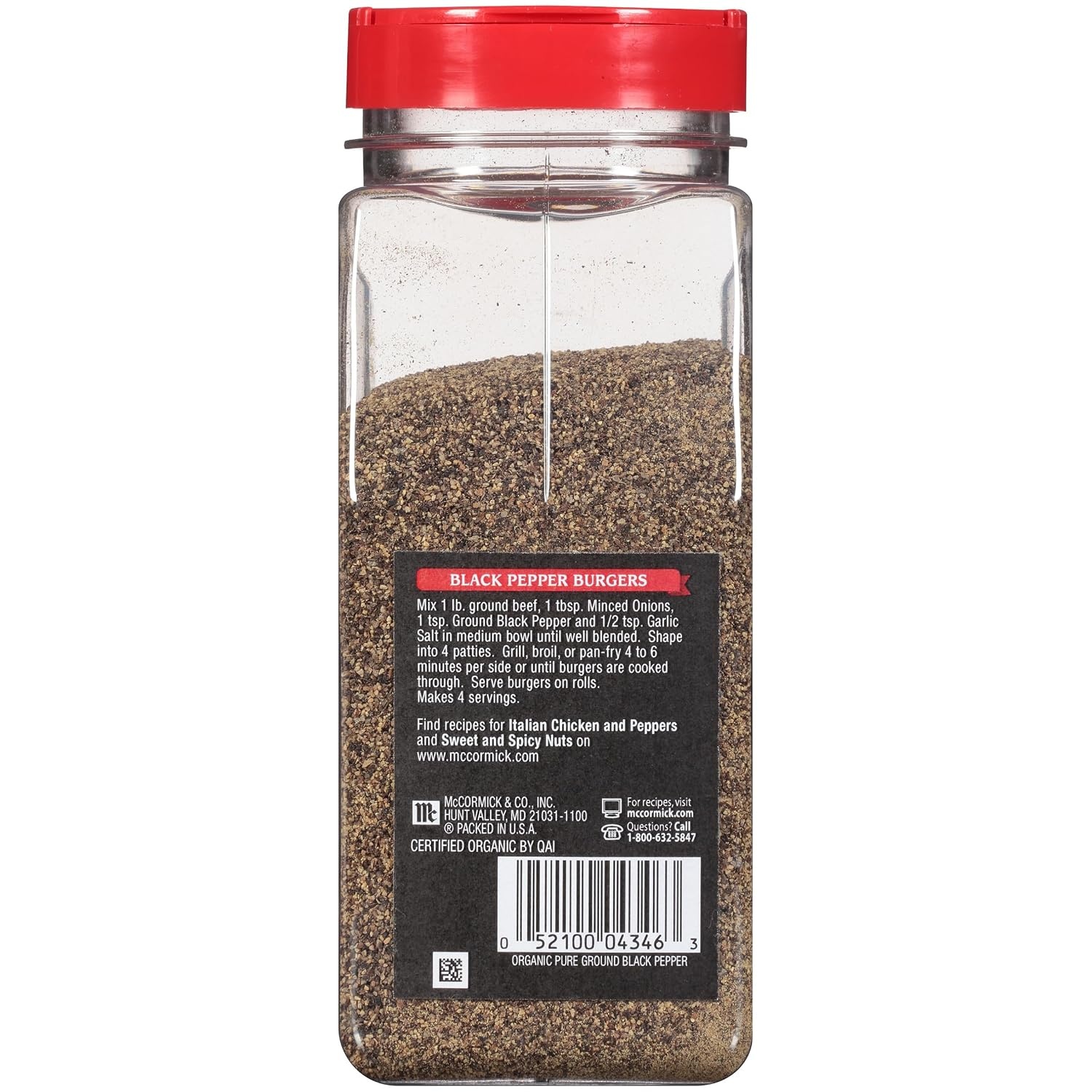 image:imageMcCormick Black Pepper Pure Ground Organic Non GMO Enjoy Distinctive Pepper Flavor While Cooking amp Tableside 12 oz12 Ounce Pack of 1