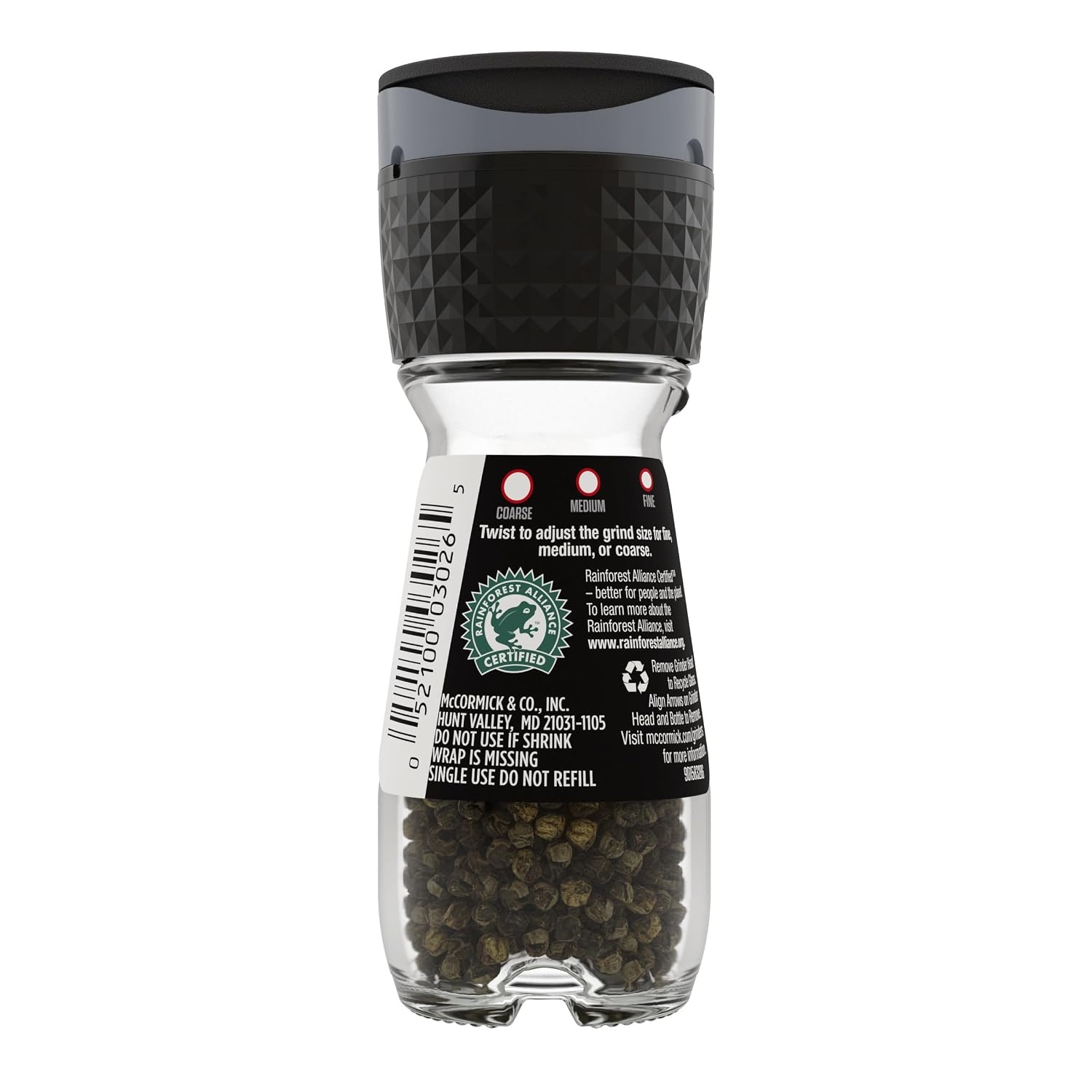 image:imageMcCormick Black Peppercorn Grinder For Freshly Ground Pepper While Cooking amp Tableside 25 oz1 Ounce Pack of 1