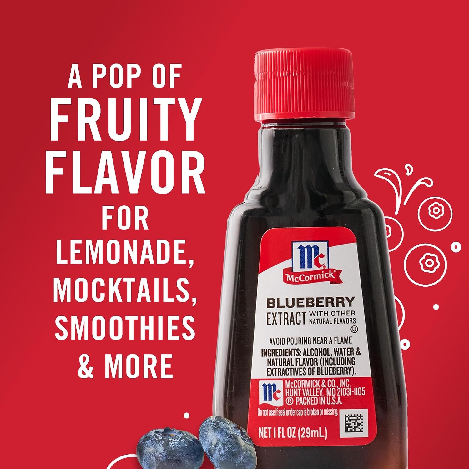 image:imageMcCormick Blueberry Extract with Other Natural Flavors Distinctive Sweet Blueberry Flavor and Aroma for Baking Cookies Cake and Muffins and Beverages Like Lemonade Mocktails and Smoothies 1 fl oz1 Fl Oz Pack of 2