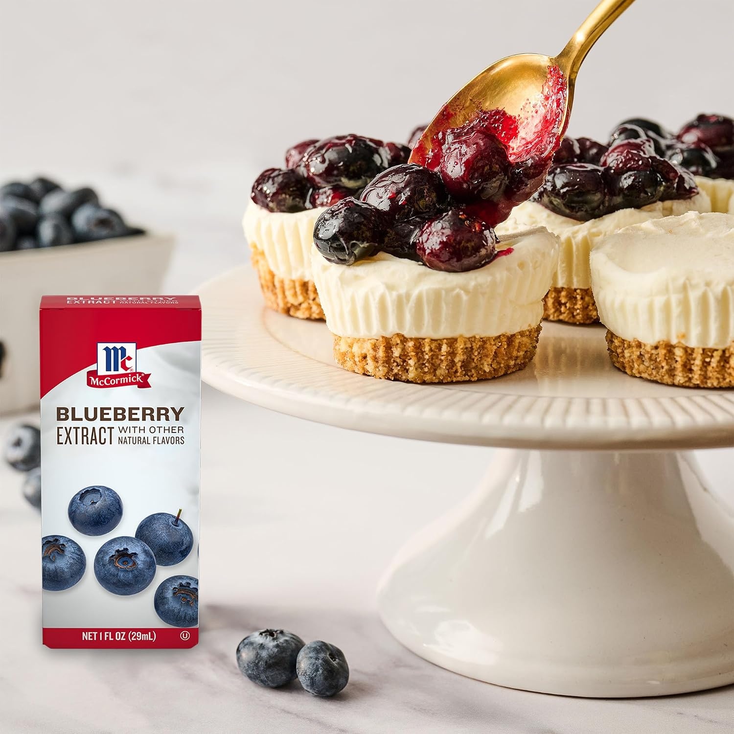 image:imageMcCormick Blueberry Extract with Other Natural Flavors Distinctive Sweet Blueberry Flavor and Aroma for Baking Cookies Cake and Muffins and Beverages Like Lemonade Mocktails and Smoothies 1 fl oz Pack of 6