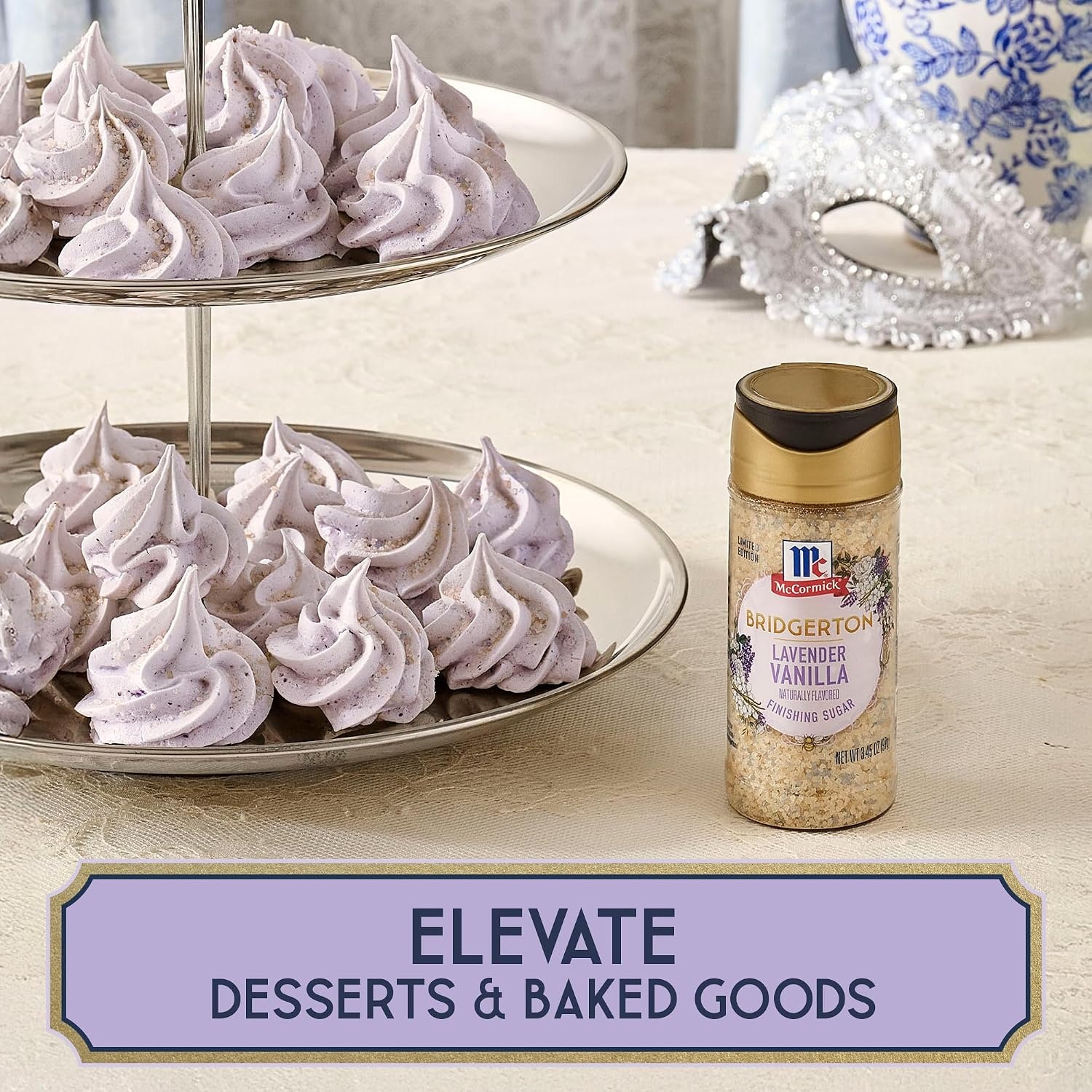 image:imageMcCormick Bridgerton Finishing Sugar Lavender Vanilla Limited Edition Floral Lavender Notes Smooth Vanilla Flavor For Cakes Cocktails Matcha Tea and More 345 oz345 Ounce Pack of 1