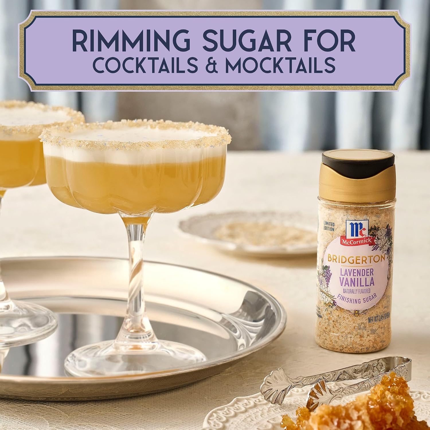 image:imageMcCormick Bridgerton Finishing Sugar Lavender Vanilla Limited Edition Floral Lavender Notes Smooth Vanilla Flavor For Cakes Cocktails Matcha Tea and More 345 oz345 Ounce Pack of 2