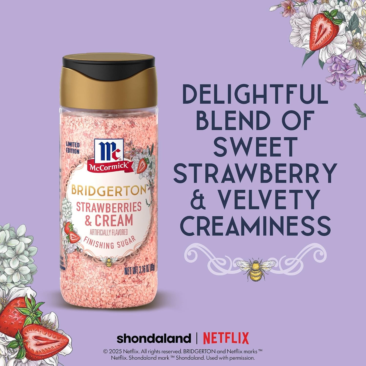 image:imageMcCormick Bridgerton Finishing Sugar Strawberries amp Cream Limited Edition Sweet Strawberry Flavor Infusion For Desserts Cocktails Breakfasts and More 316 oz316 Ounce Pack of 2