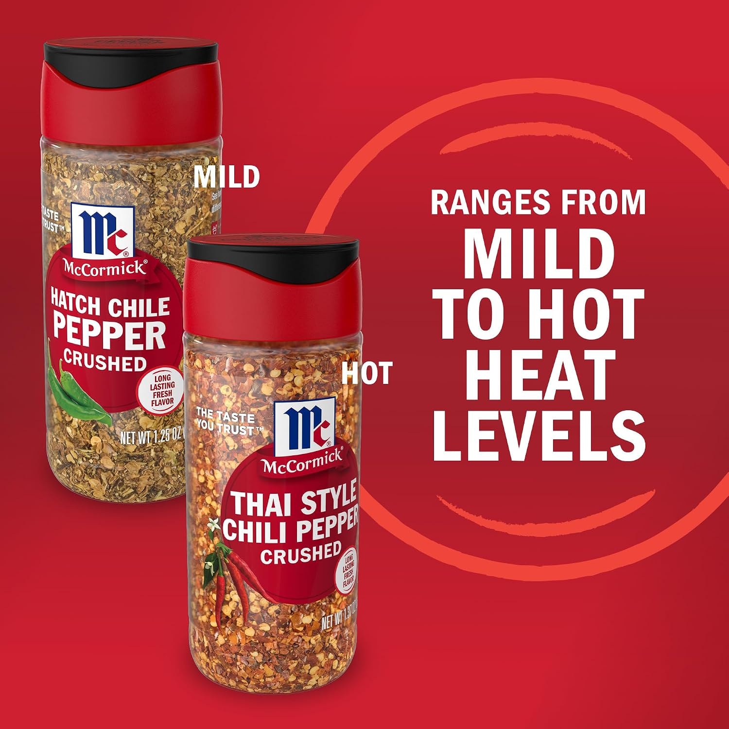 image:imageMcCormick Crushed Pepper Heat Lover Variety Pack Mild to Hot Heat Giftable Collection of Four Crushed Peppers for Adding Instant Heat to Eggs Potatoes Pasta Guacamole Tacos StirFry Enchiladas and More 549 oz