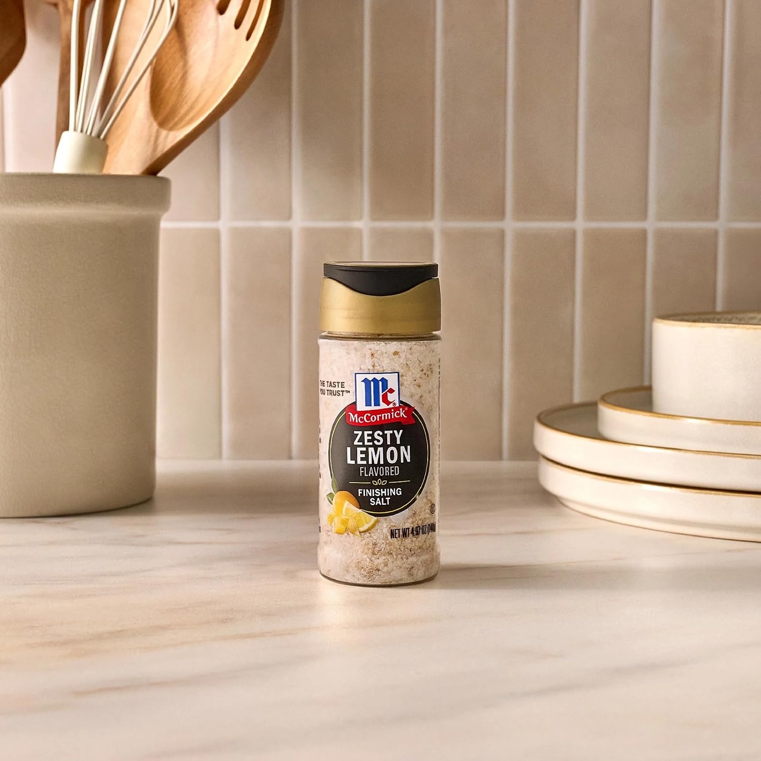 image:imageMcCormick Finishing Salt Zesty Lemon Sea Salt Lemon Rind Kosher The Taste You Trust For Salads Fresh Fruit Grilled Veggies Pasta Dishes Fish Chicken Seafood amp More 497 oz497 Ounce Pack of 1