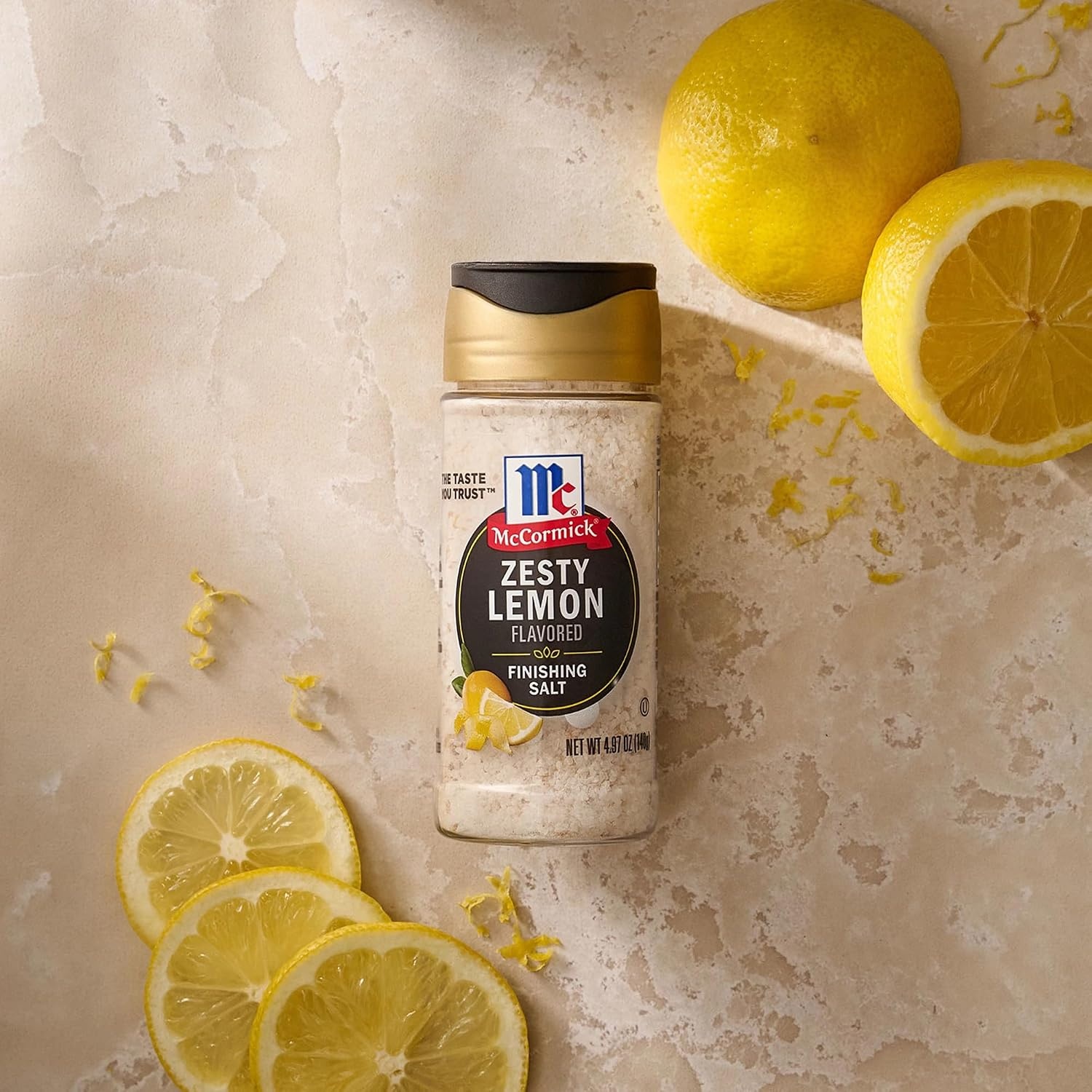 image:imageMcCormick Finishing Salt Zesty Lemon Sea Salt Lemon Rind Kosher The Taste You Trust For Salads Fresh Fruit Grilled Veggies Pasta Dishes Fish Chicken Seafood amp More 497 oz497 Ounce Pack of 1