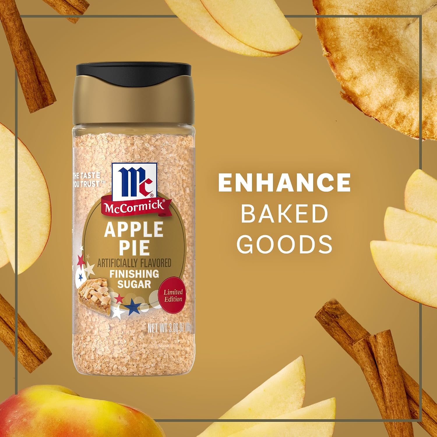 image:imageMcCormick Finishing Sugar Apple Pie Limited Edition Sweet Flavor of Apples with a Hint of Warm Spice Sprinkle Over Breakfast Items Baked Goods Treats and More 306 oz