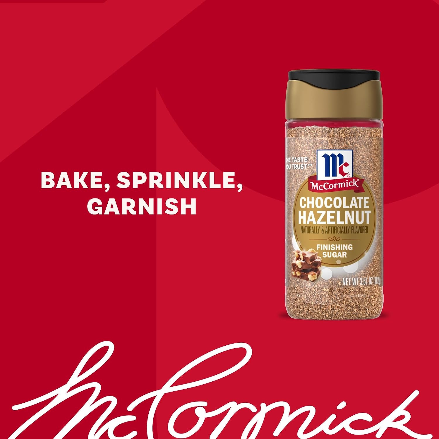 image:imageMcCormick Finishing Sugar Candy Cane Limited Edition Sweet Peppermint Iconic Holiday Flavor For Hot Chocolate Chocolate Fudge Bark Cocktails and More 381 ozChocolate Hazelnut
