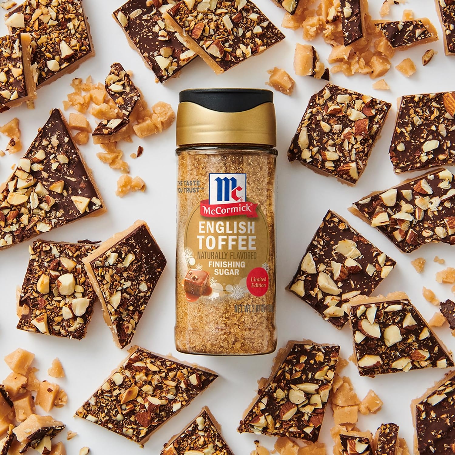 image:imageMcCormick Finishing Sugar Candy Cane Limited Edition Sweet Peppermint Iconic Holiday Flavor For Hot Chocolate Chocolate Fudge Bark Cocktails and More 381 ozEnglish Toffee