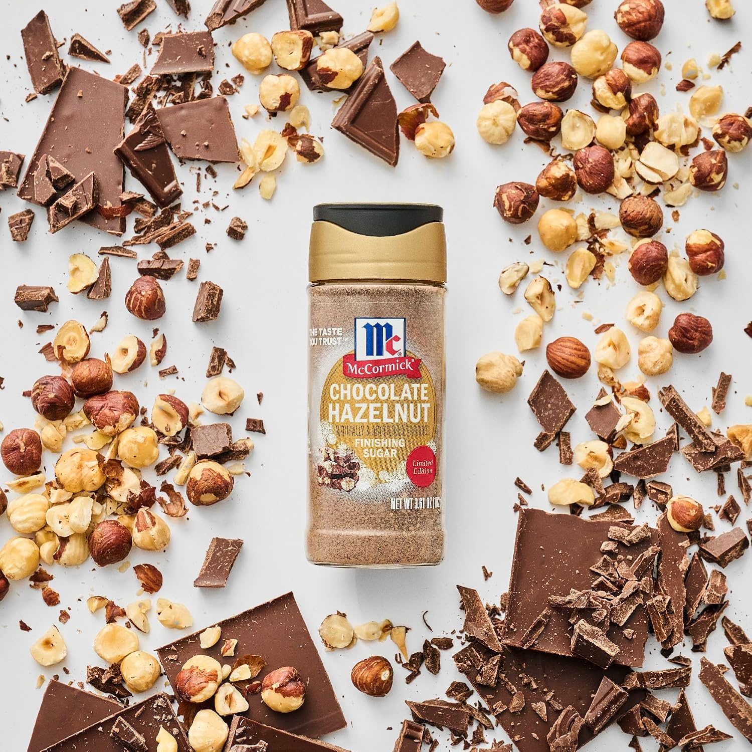 image:imageMcCormick Finishing Sugar Candy Cane Limited Edition Sweet Peppermint Iconic Holiday Flavor For Hot Chocolate Chocolate Fudge Bark Cocktails and More 381 ozChocolate Hazelnut