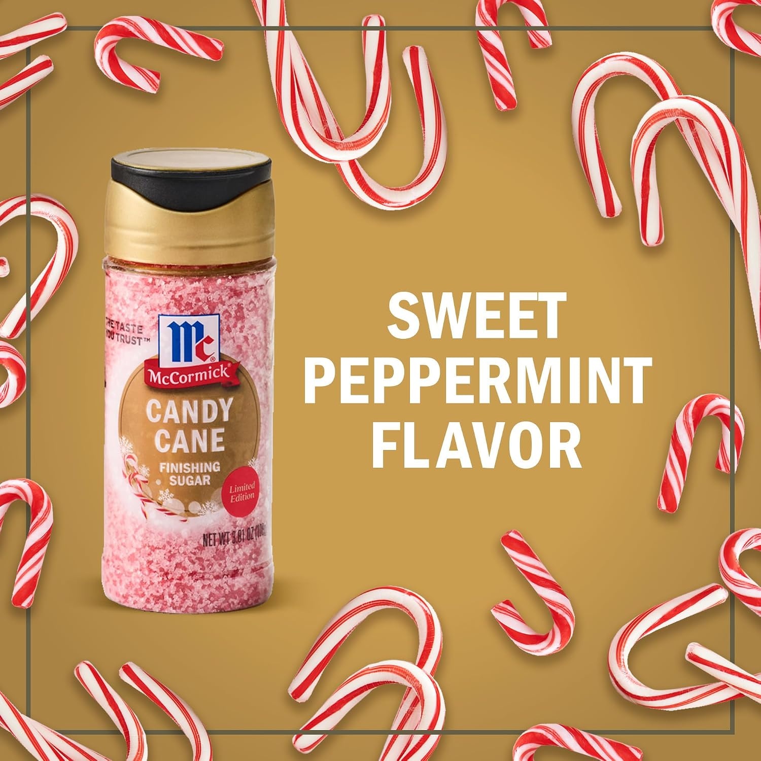image:imageMcCormick Finishing Sugar Candy Cane Limited Edition Sweet Peppermint Iconic Holiday Flavor For Hot Chocolate Chocolate Fudge Bark Cocktails and More 381 ozPeppermint