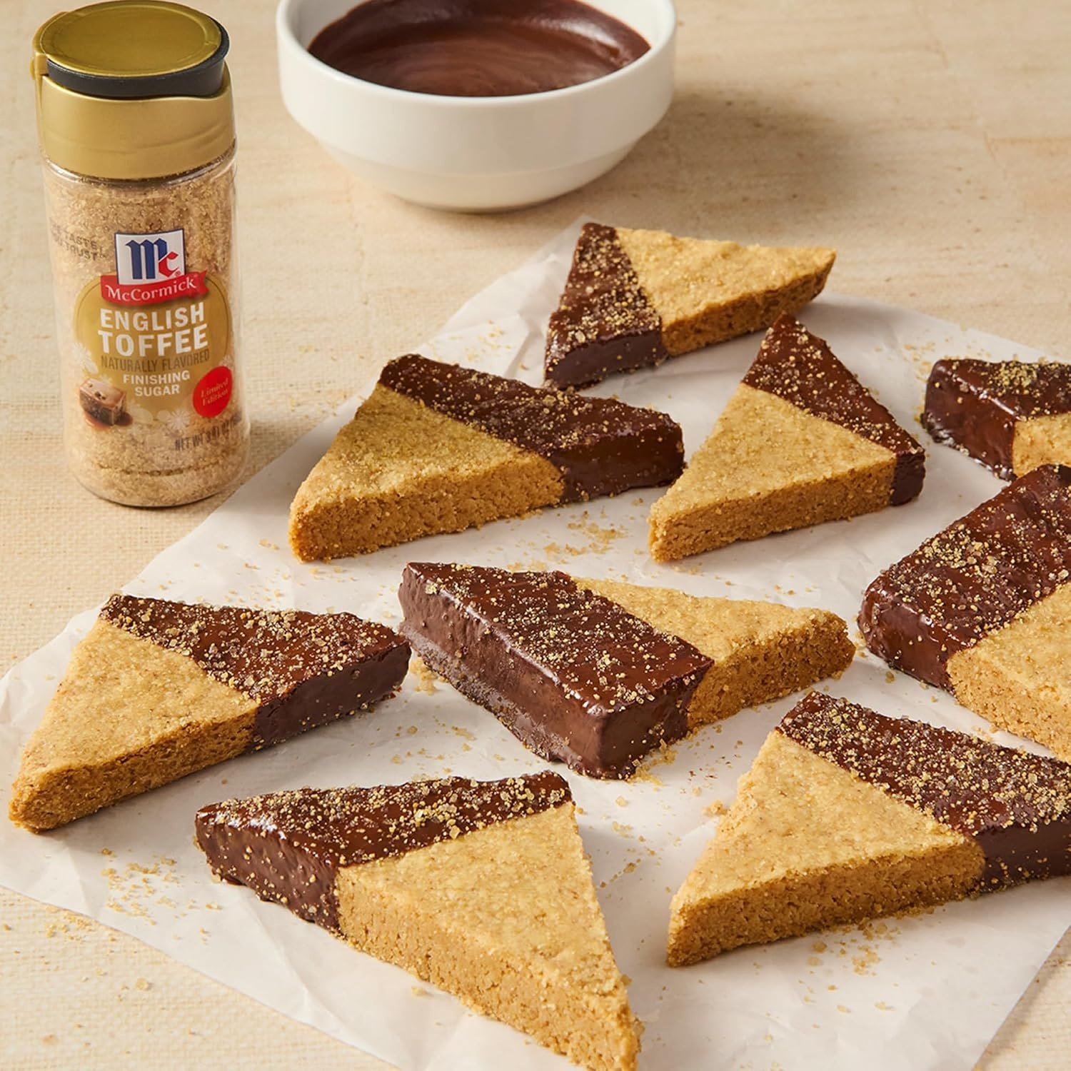 image:imageMcCormick Finishing Sugar Candy Cane Limited Edition Sweet Peppermint Iconic Holiday Flavor For Hot Chocolate Chocolate Fudge Bark Cocktails and More 381 ozEnglish Toffee