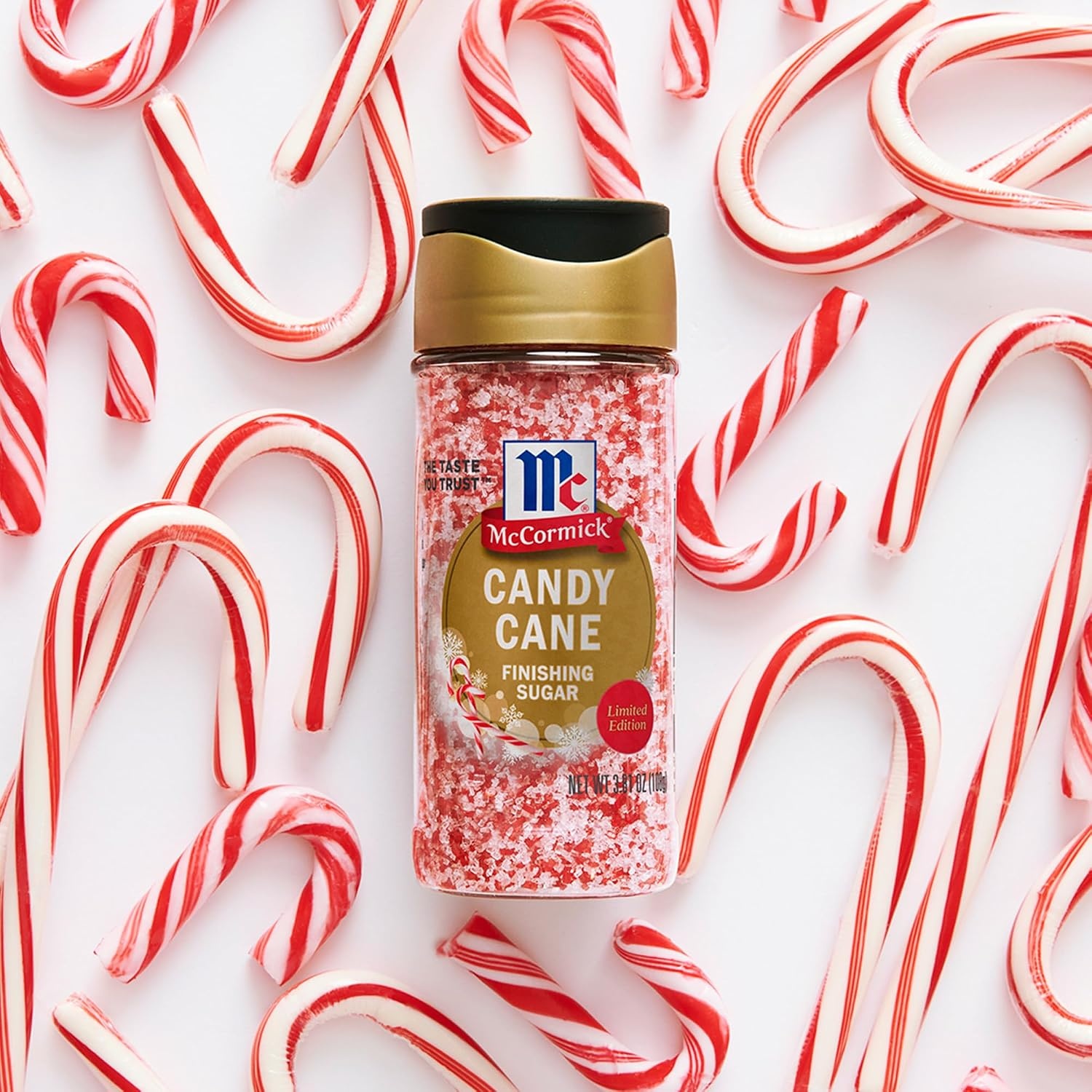 image:imageMcCormick Finishing Sugar Candy Cane Limited Edition Sweet Peppermint Iconic Holiday Flavor For Hot Chocolate Chocolate Fudge Bark Cocktails and More 381 ozPeppermint