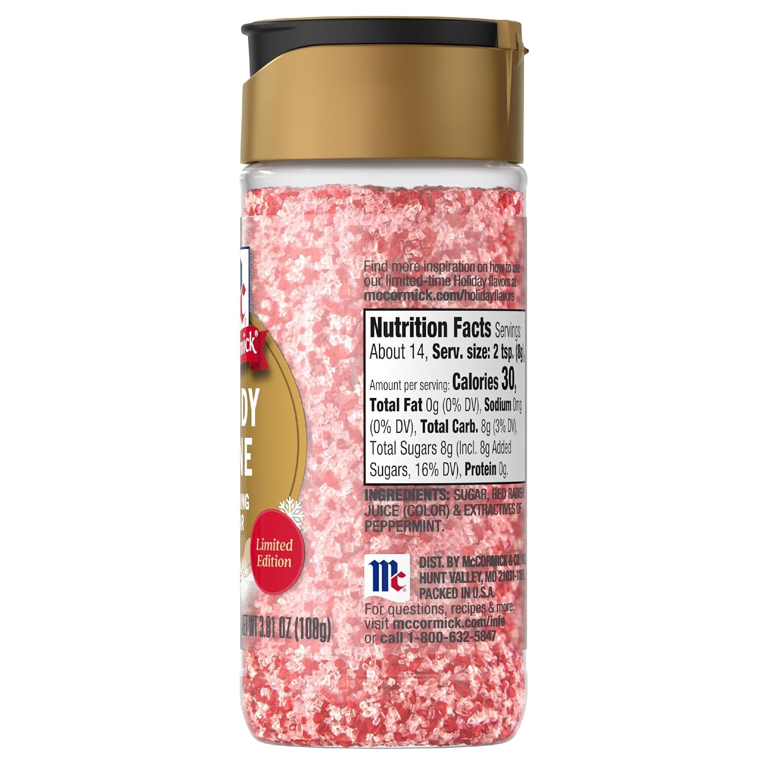 image:imageMcCormick Finishing Sugar Candy Cane Limited Edition Sweet Peppermint Iconic Holiday Flavor For Hot Chocolate Chocolate Fudge Bark Cocktails and More 381 ozPeppermint