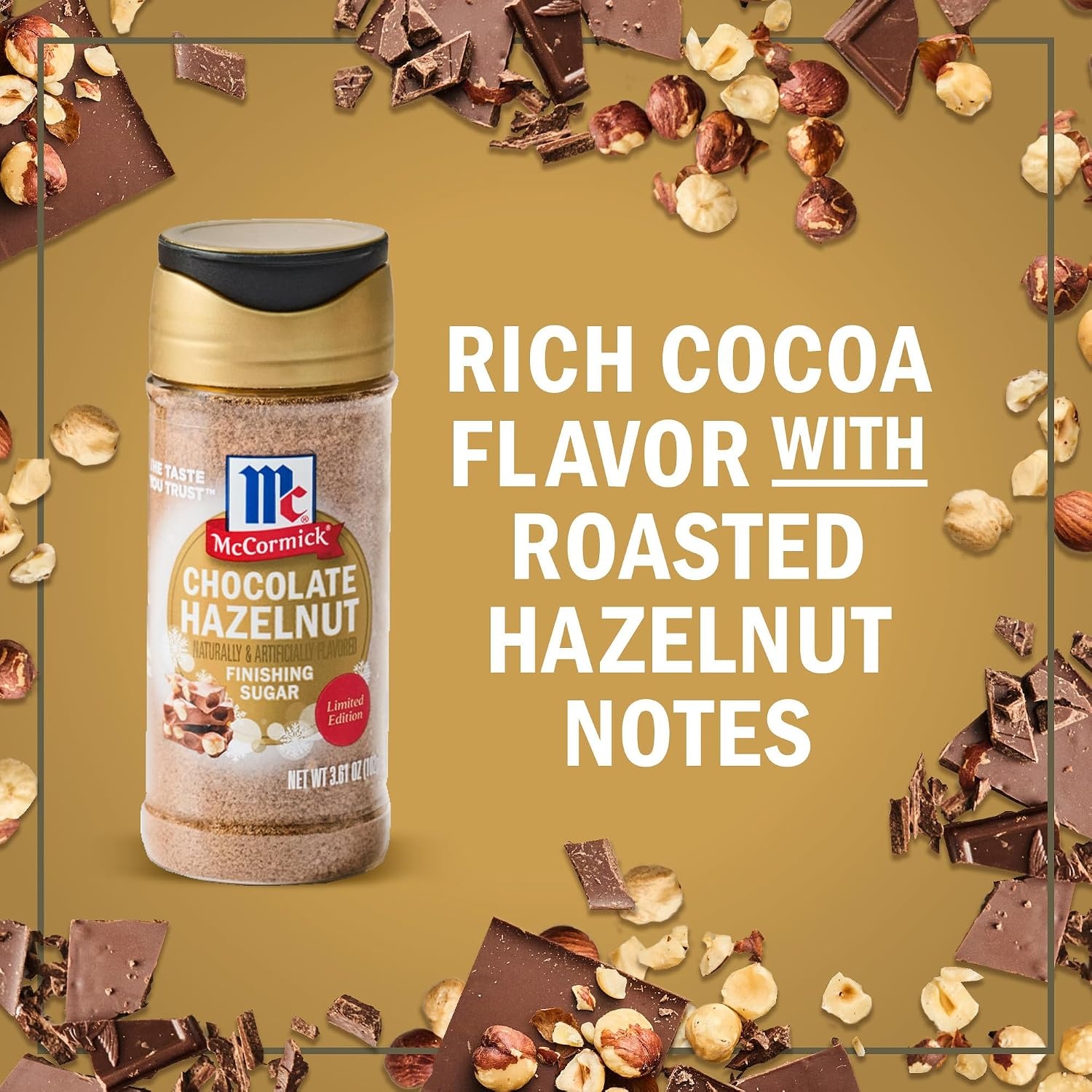 image:imageMcCormick Finishing Sugar Candy Cane Limited Edition Sweet Peppermint Iconic Holiday Flavor For Hot Chocolate Chocolate Fudge Bark Cocktails and More 381 ozChocolate Hazelnut