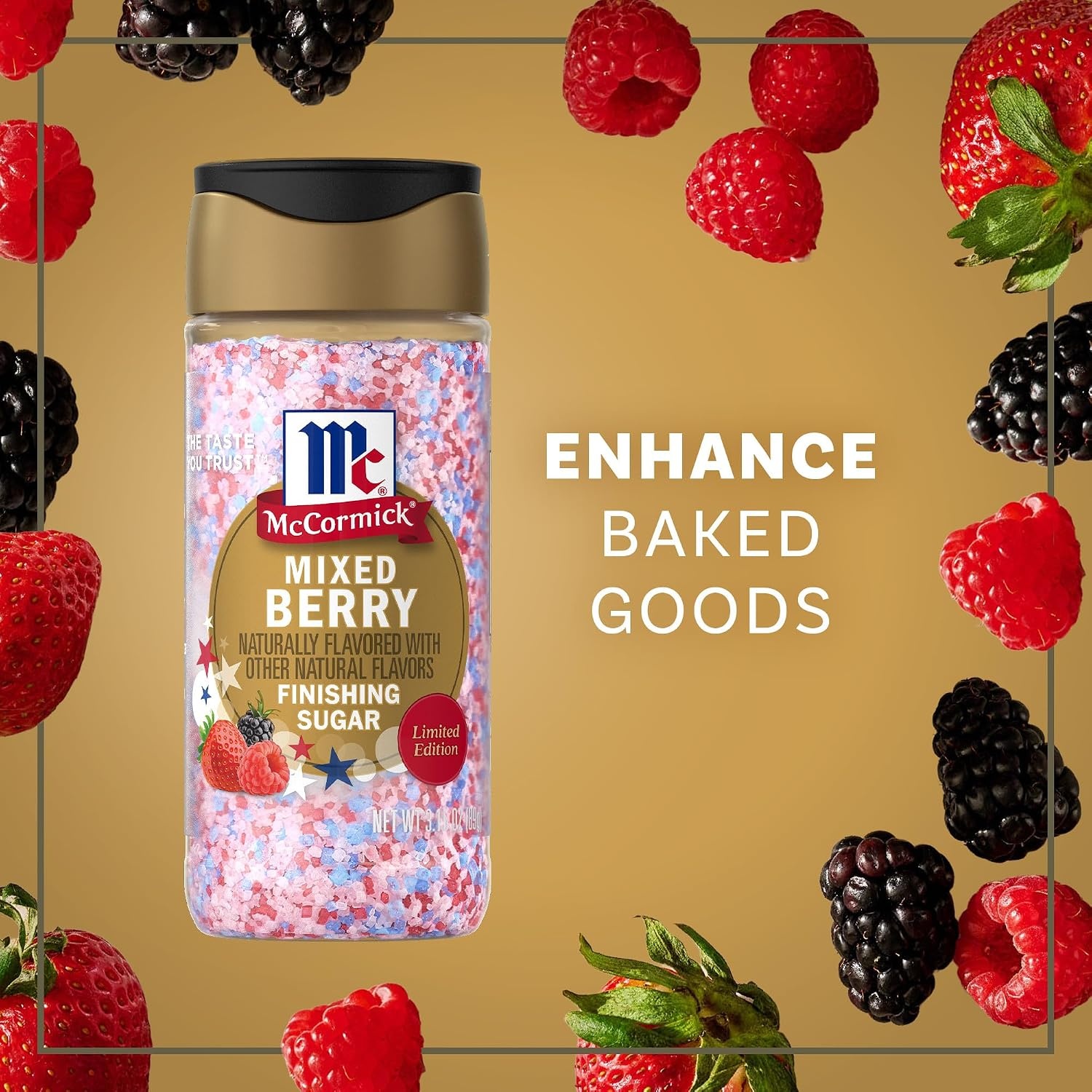 image:imageMcCormick Finishing Sugar Mixed Berry Limited Edition Sweet Berry Flavors Sprinkle on Breakfast and Dessert Favorites Garnish Beverages 315 oz315 Ounce Pack of 2