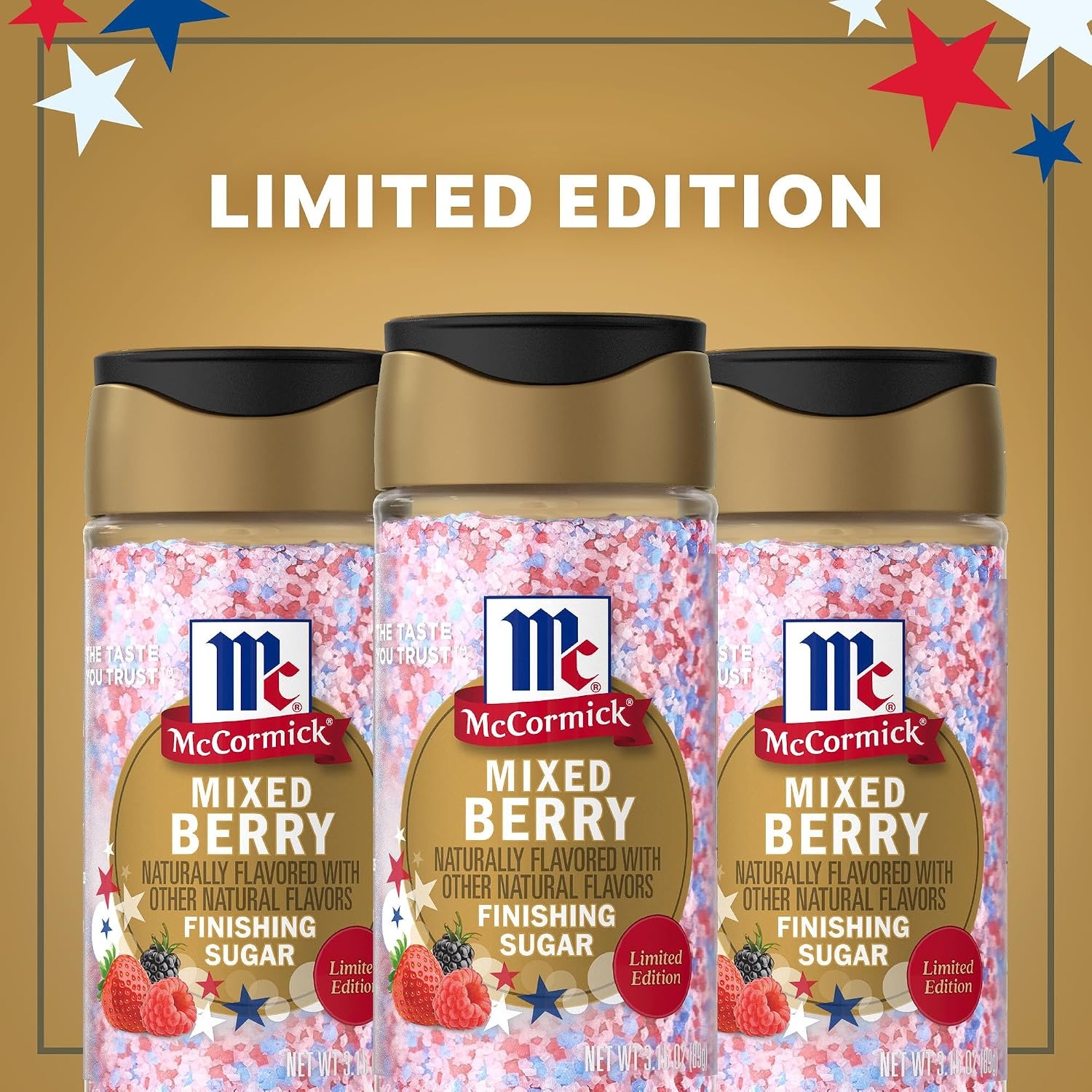 image:imageMcCormick Finishing Sugar Mixed Berry Limited Edition Sweet Berry Flavors Sprinkle on Breakfast and Dessert Favorites Garnish Beverages 315 oz315 Ounce Pack of 2