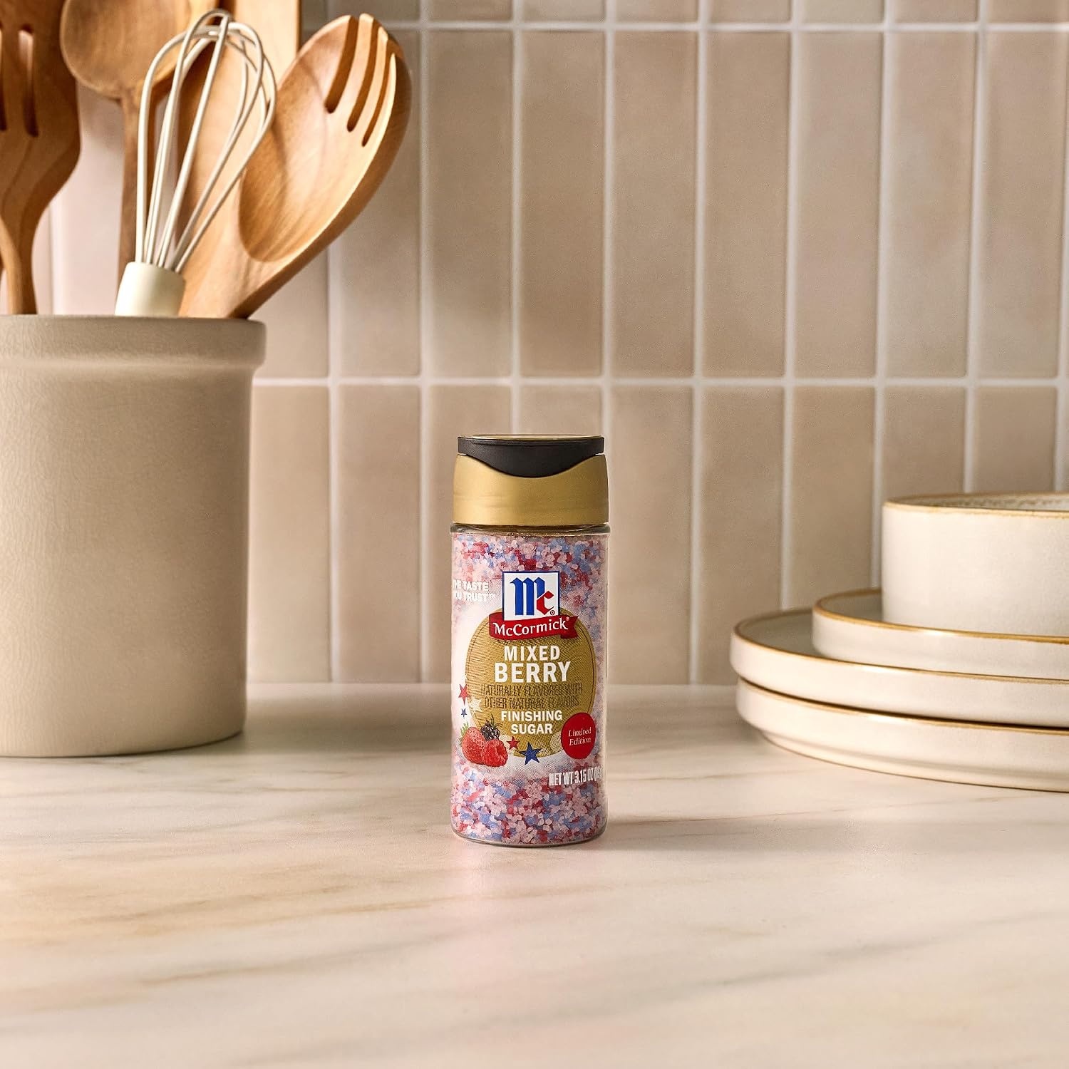 image:imageMcCormick Finishing Sugar Mixed Berry Limited Edition Sweet Berry Flavors Sprinkle on Breakfast and Dessert Favorites Garnish Beverages 315 oz315 Ounce Pack of 2