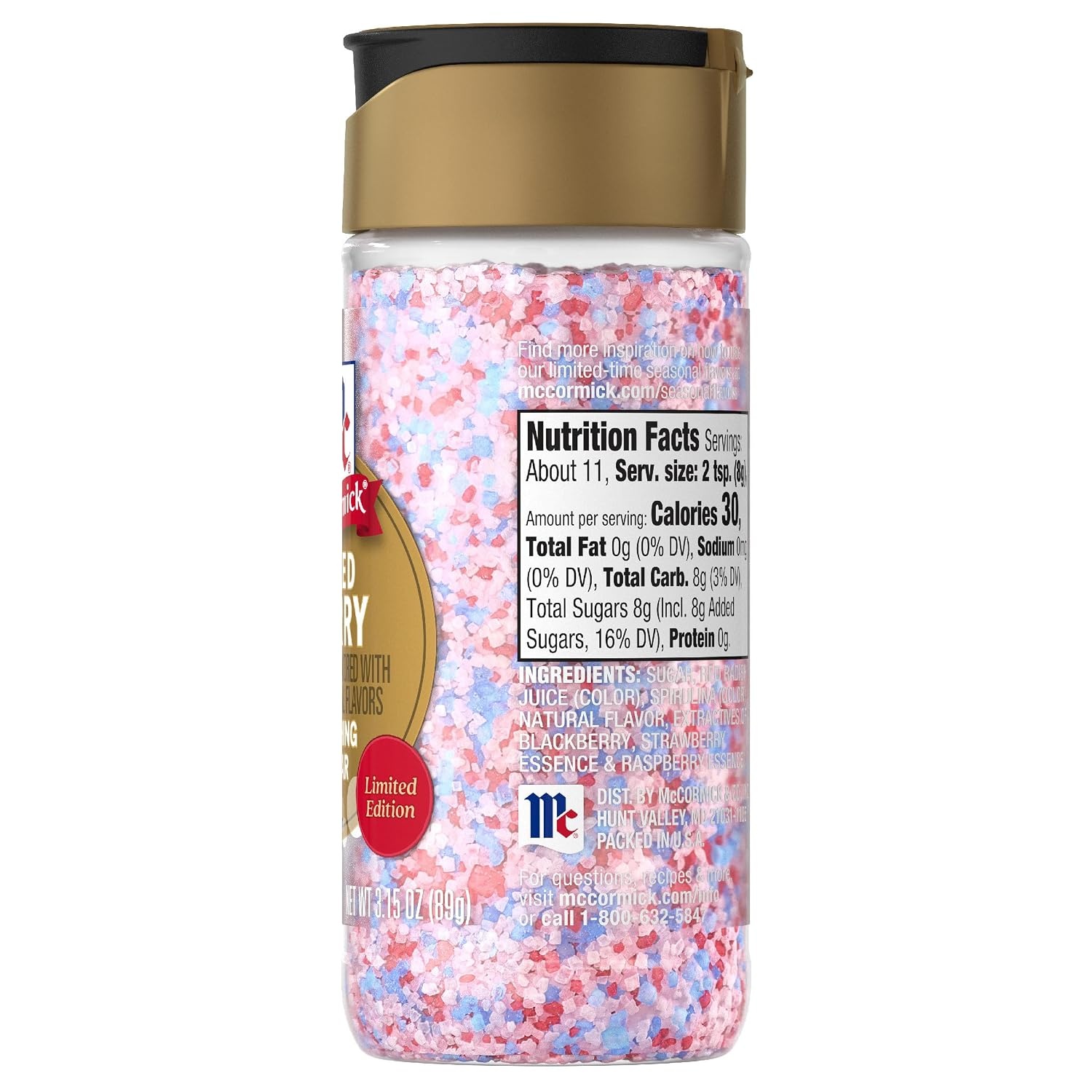 image:imageMcCormick Finishing Sugar Mixed Berry Limited Edition Sweet Berry Flavors Sprinkle on Breakfast and Dessert Favorites Garnish Beverages 315 oz315 Ounce Pack of 2