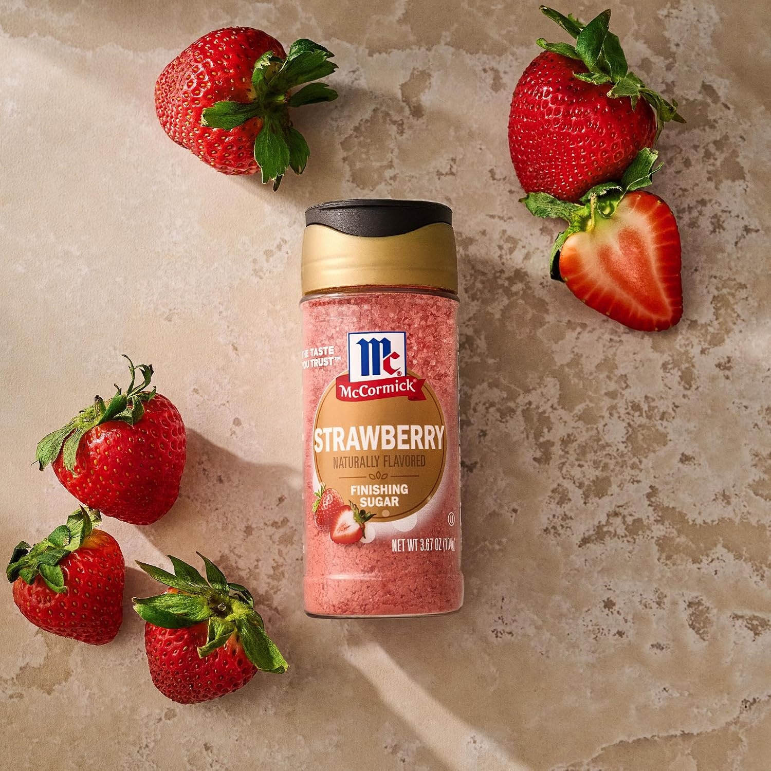 image:imageMcCormick Finishing Sugar Strawberry Sweet Strawberry Flavor Perfect For Adding A Fruity Sweetness to Breakfast Items Sprinkle on Baked Goods or Stir into Beverages 367 oz367 Ounce Pack of 1