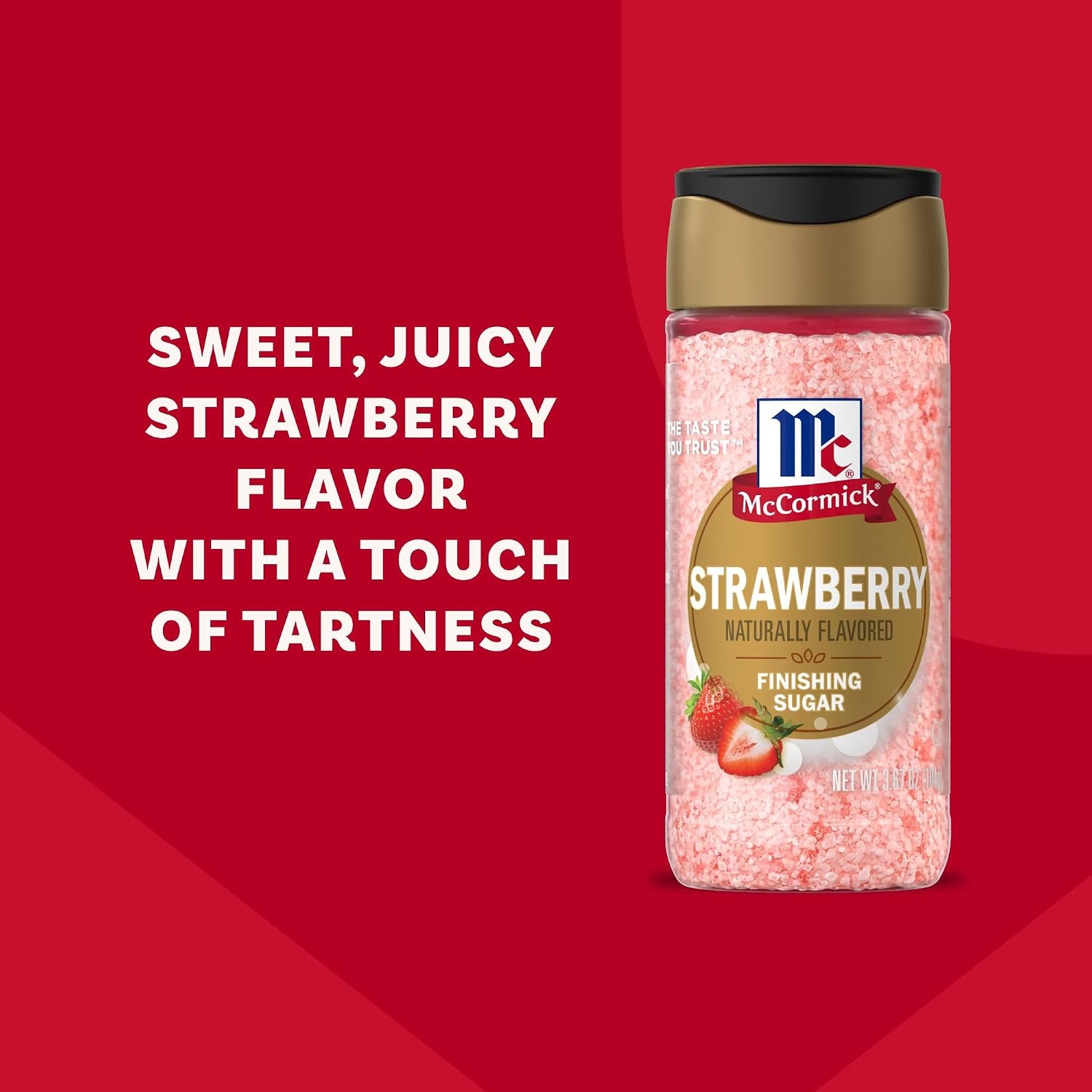 image:imageMcCormick Finishing Sugar Strawberry Sweet Strawberry Flavor Perfect For Adding A Fruity Sweetness to Breakfast Items Sprinkle on Baked Goods or Stir into Beverages 367 oz367 Ounce Pack of 1