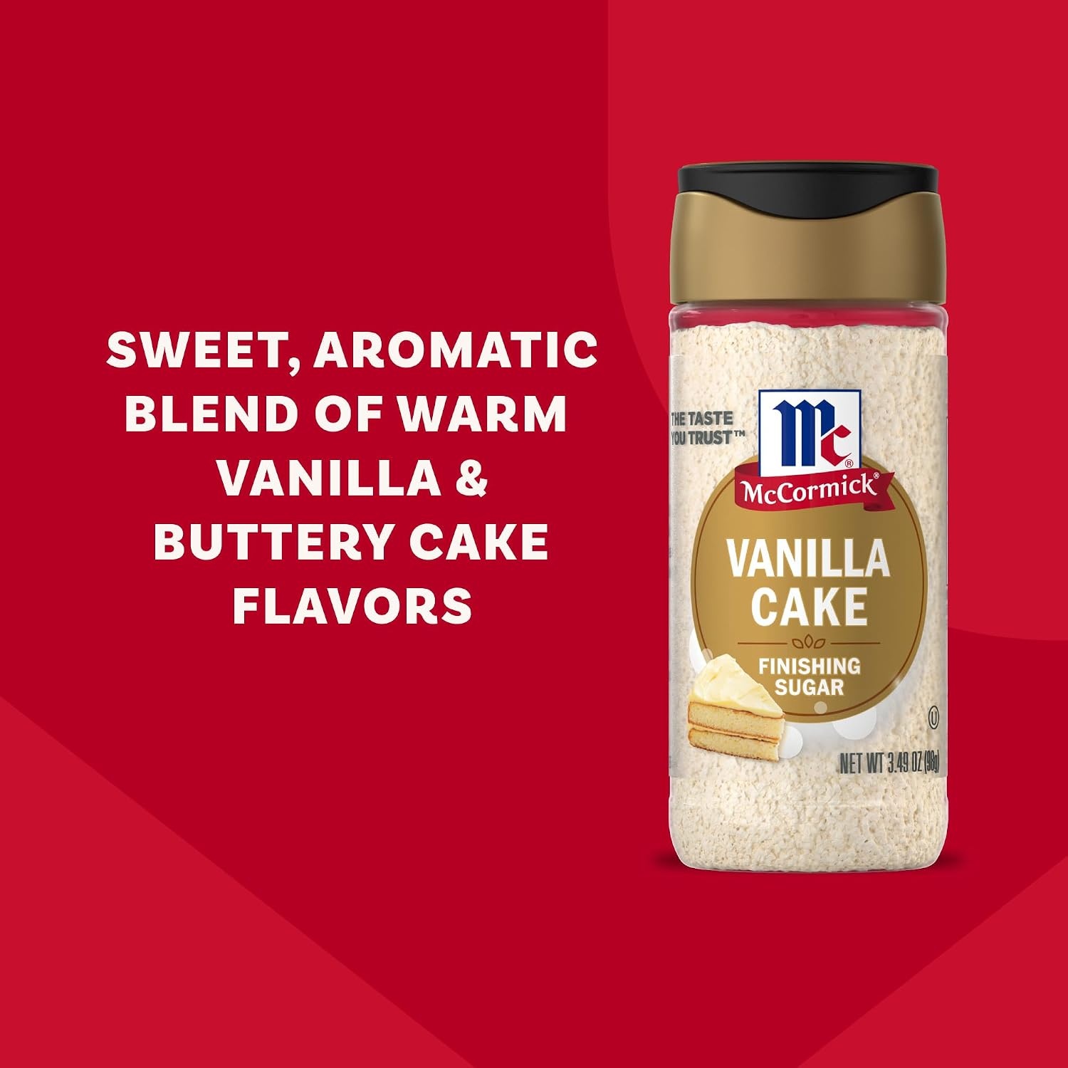 image:imageMcCormick Finishing Sugar Vanilla Cake Warm Vanilla and Buttery Cake Flavors Add a Touch of Sweetness to Coffee Treats amp More Garnish Beverages No Colors From Artificial Sources 349 oz349 Ounce Pack of 2