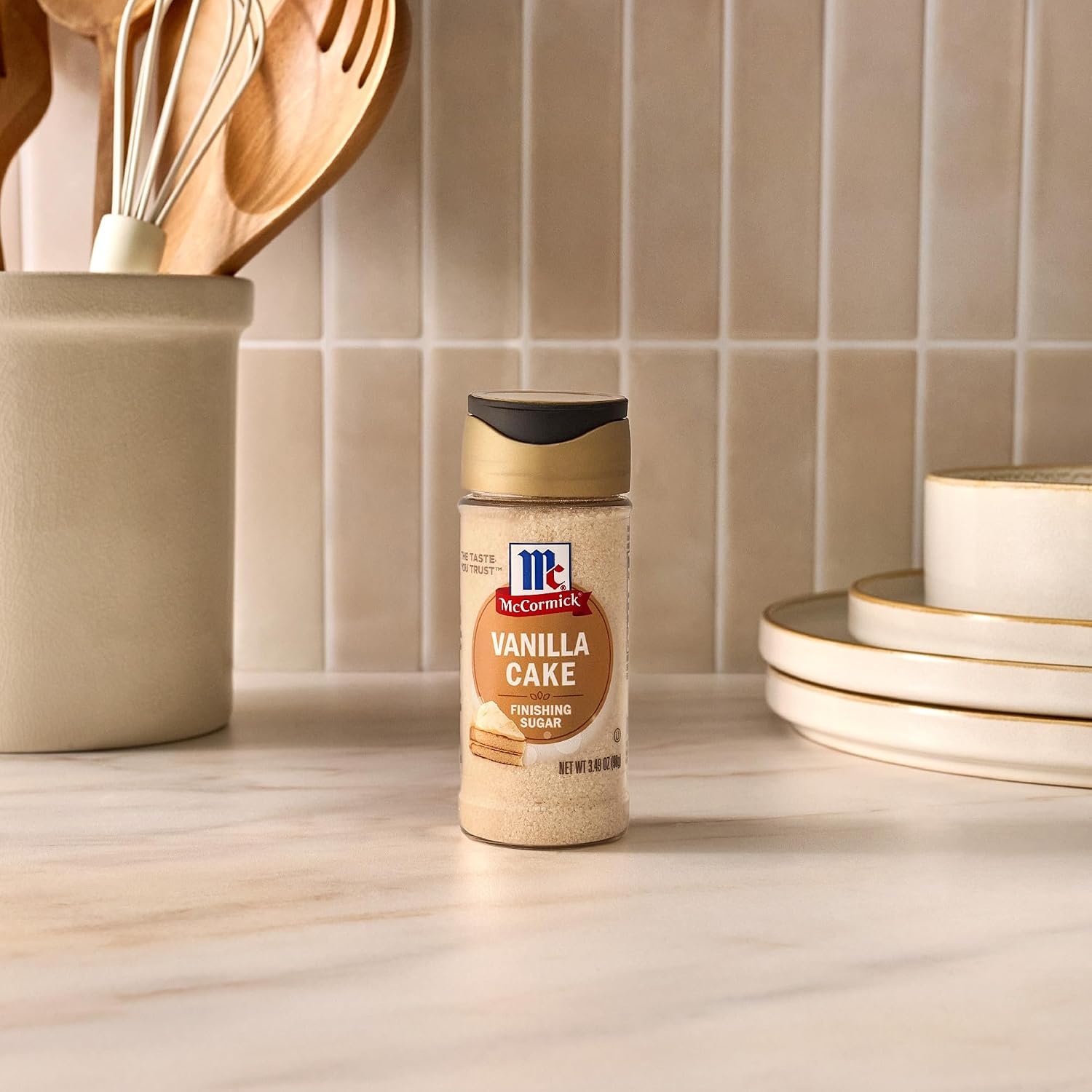 image:imageMcCormick Finishing Sugar Vanilla Cake Warm Vanilla and Buttery Cake Flavors Add a Touch of Sweetness to Coffee Treats amp More Garnish Beverages No Colors From Artificial Sources 349 oz349 Ounce Pack of 1