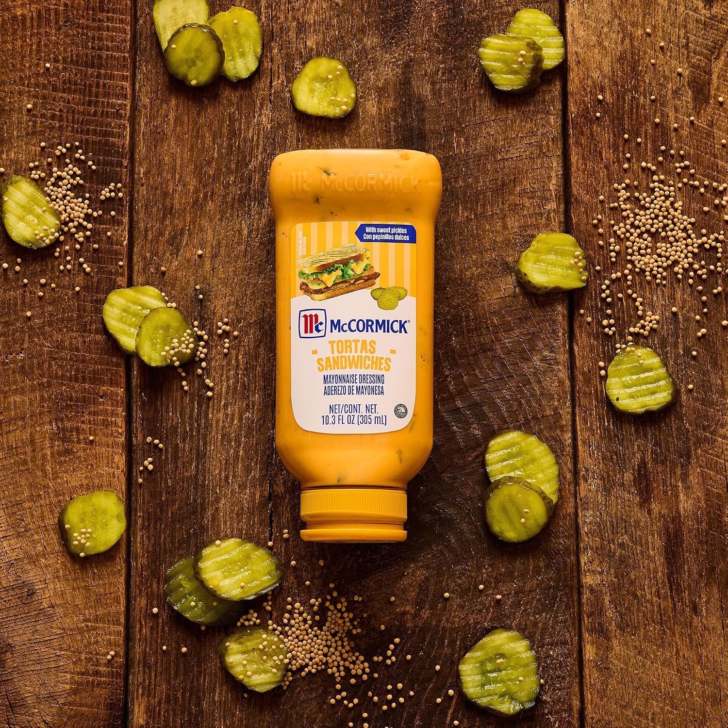 image:imageMcCormick Mayonnaise Dressing Tortas Sandwiches Perfect for Giving Your Favorite Deli Sandwiches a Flavor Boost A Thick Creamy Sandwich Spread That Adds a Hint of Lime and Sweet Pickle Flavor 103 fl oz103 Fl Oz Pack of 6