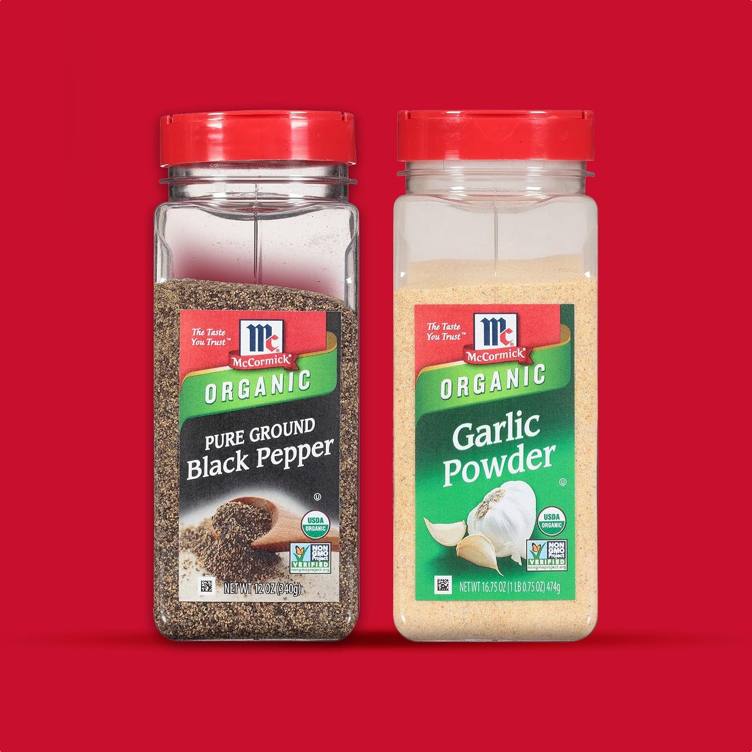 image:imageMcCormick Organic Pantry Staples Variety Pack Includes Organic Black Pepper and Organic Garlic Powder 2875 oz