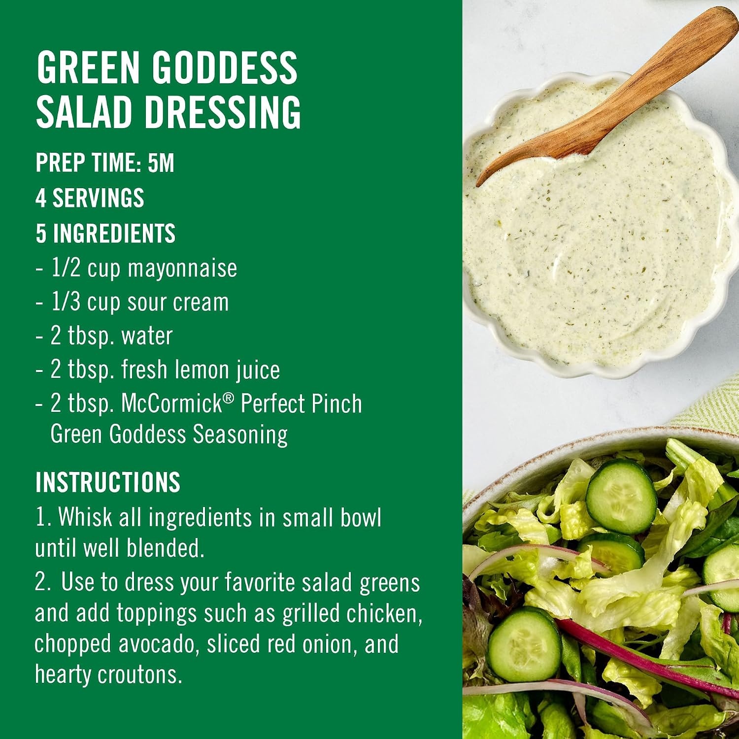 image:imageMcCormick Perfect Pinch Seasoning Green Goddess For Adding Tangy Herby Flavor to Chicken Roasted Veggies Dressings Sauces amp More 423 oz Pack of 6