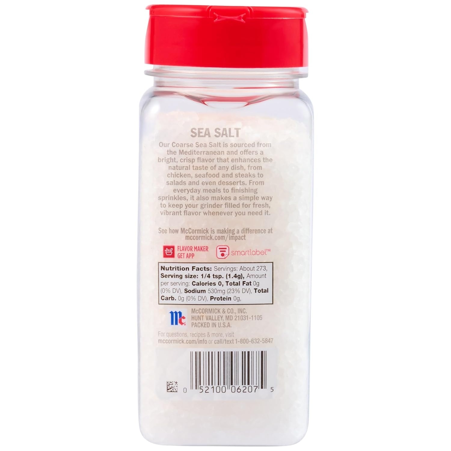 image:imageMcCormick Sea Salt Value Size Bright Crisp Flavor Coarse Mediterranean Sea Salt Minerals Salt Grinder Enhances Chicken Seafood Steaks Salads Pastas amp Desserts Kosher 135 oz