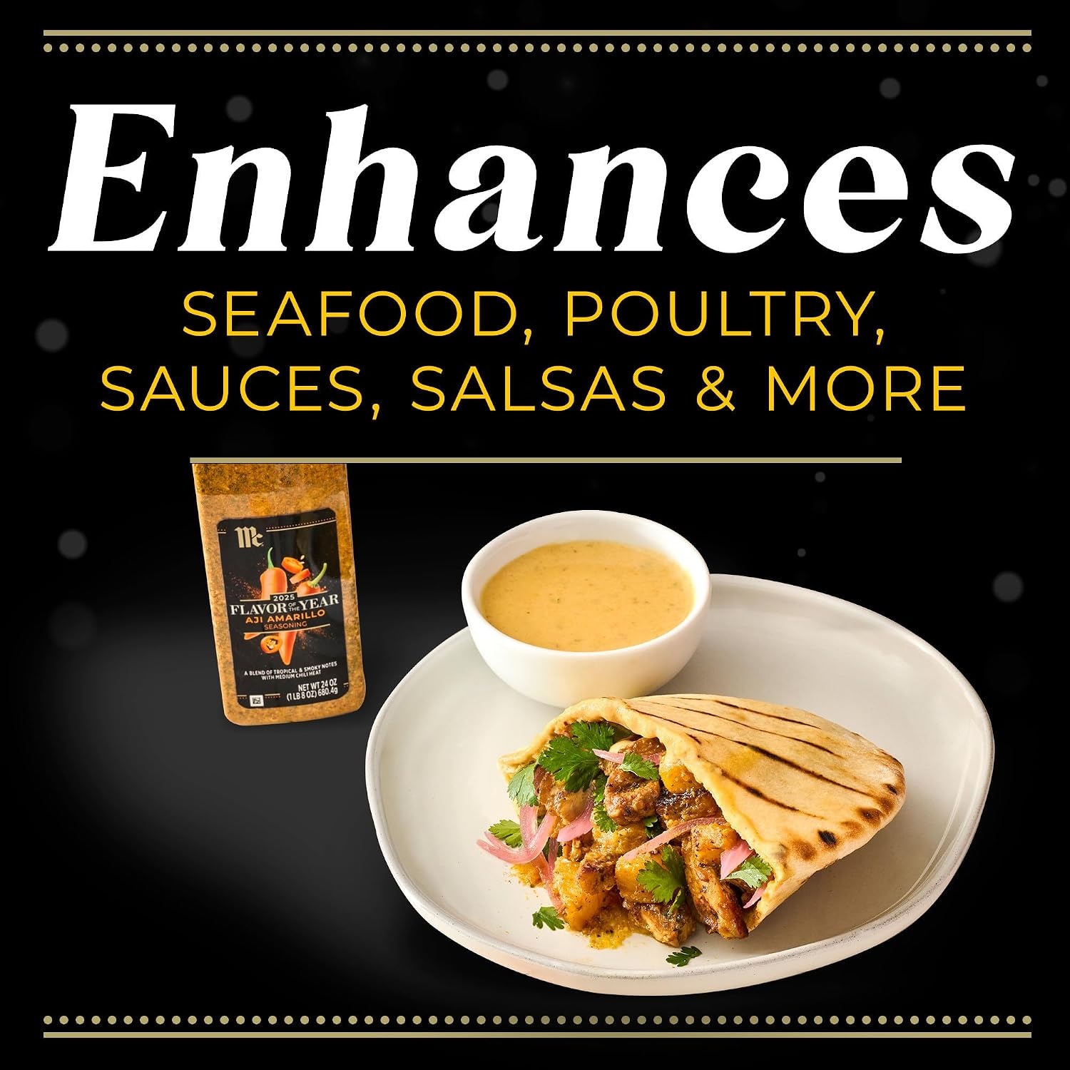 image:imageMcCormick Seasoning Aji Amarillo 2025 Flavor of the Year Made for Chefs Blend of Tropical amp Smoky Notes with Medium Chile Heat For Seafood Fish Veggies Poultry Sauces Salsa and More 24 oz Pack of 624 Ounce Pack of 1