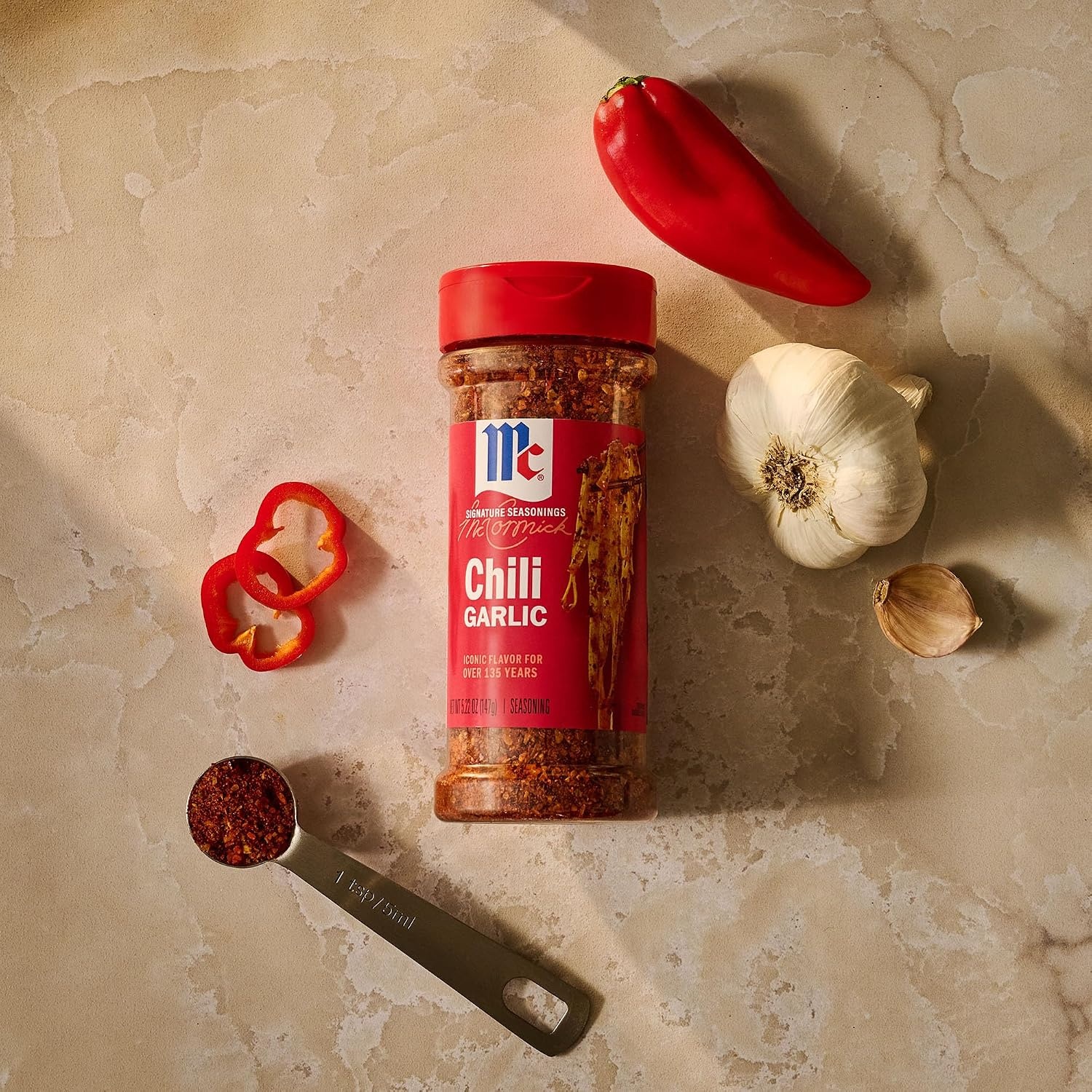 image:imageMcCormick Seasoning Chili Garlic Signature Seasonings No Artificial Flavors No MSG Added Spicy amp Savory Blend of Chili amp Garlic Shake On StirFry Noodles Meat Veggies amp Marinades 522 oz