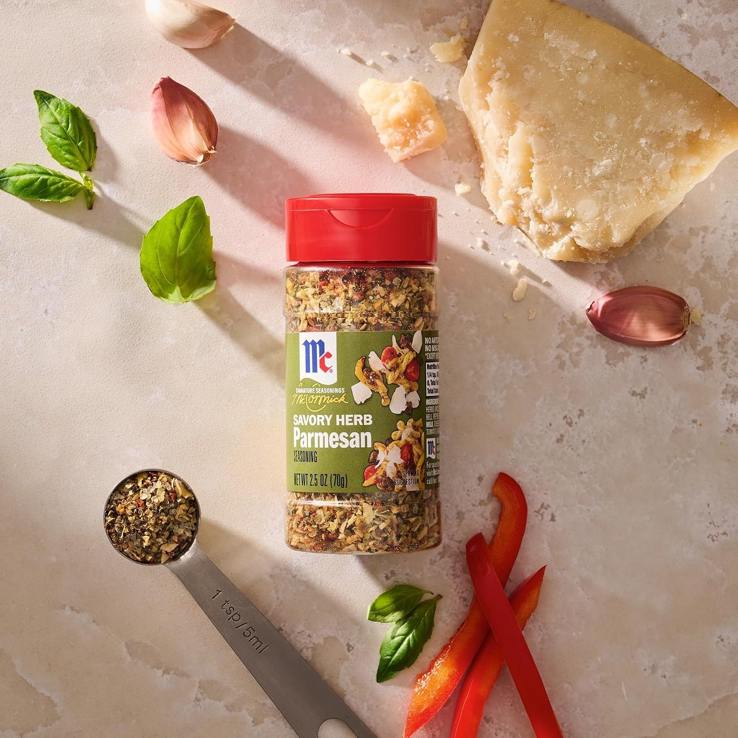 image:imageMcCormick Seasoning Savory Herb Parmesan Signature Seasonings Cheesy amp Herbaceous Flavor Shake On For Pasta Roasted Chicken or Pork Soups amp Salads No Artificial Flavors No MSG Added 25 oz