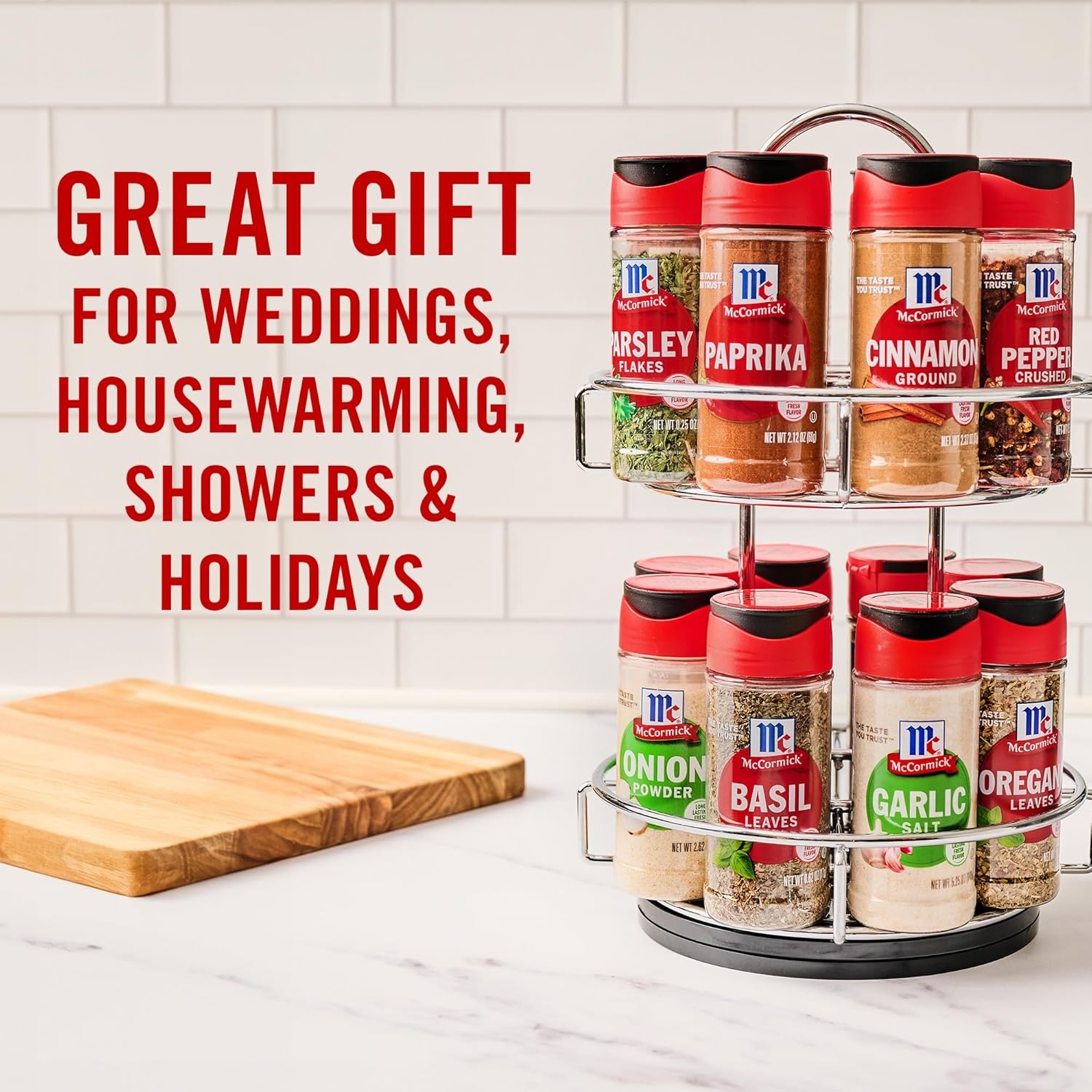 image:imageMcCormick Spice Rack Two Tier Chrome Featuring 16 Herbs amp Spices for Everyday Cooking Great Gift for Housewarming Wedding amp Bridal Shower 2609 oz