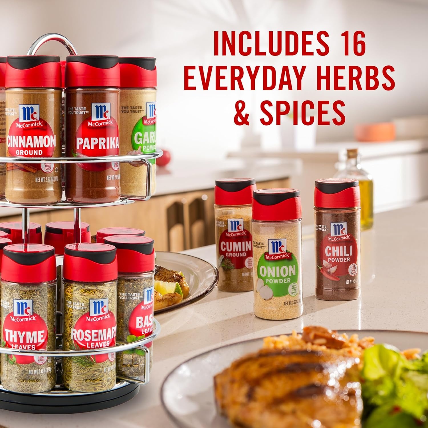 image:imageMcCormick Spice Rack Two Tier Chrome Featuring 16 Herbs amp Spices for Everyday Cooking Great Gift for Housewarming Wedding amp Bridal Shower 2609 oz