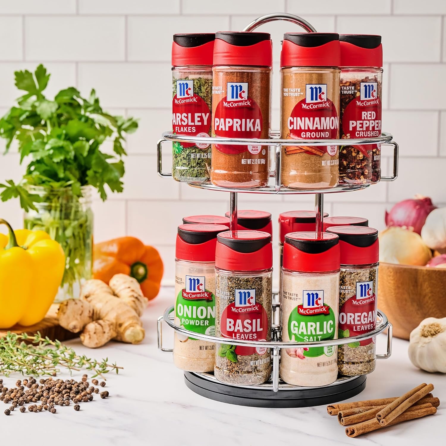 image:imageMcCormick Spice Rack Two Tier Chrome Featuring 16 Herbs amp Spices for Everyday Cooking Great Gift for Housewarming Wedding amp Bridal Shower 2609 oz
