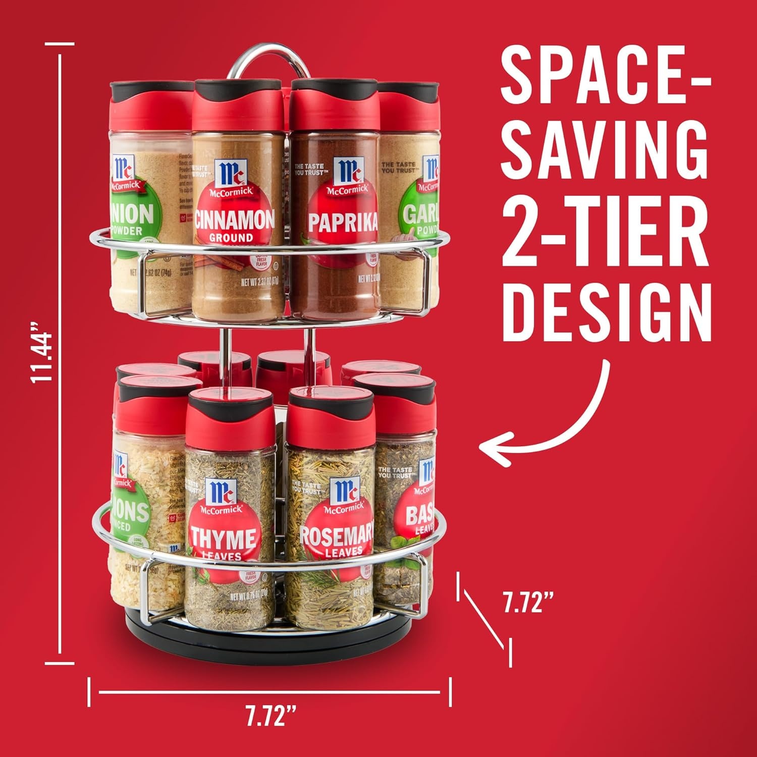 image:imageMcCormick Spice Rack Two Tier Chrome Featuring 16 Herbs amp Spices for Everyday Cooking Great Gift for Housewarming Wedding amp Bridal Shower 2609 oz