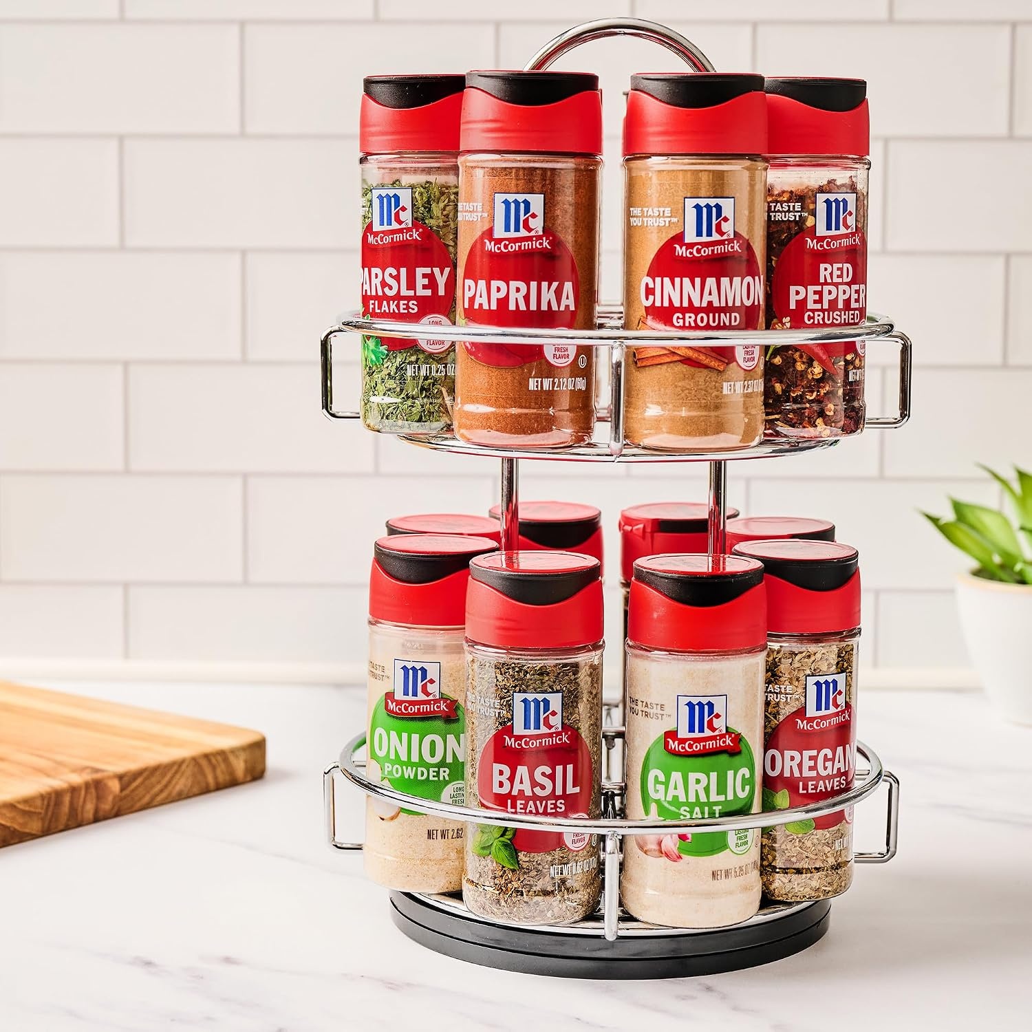image:imageMcCormick Spice Rack Two Tier Chrome Featuring 16 Herbs amp Spices for Everyday Cooking Great Gift for Housewarming Wedding amp Bridal Shower 2609 oz