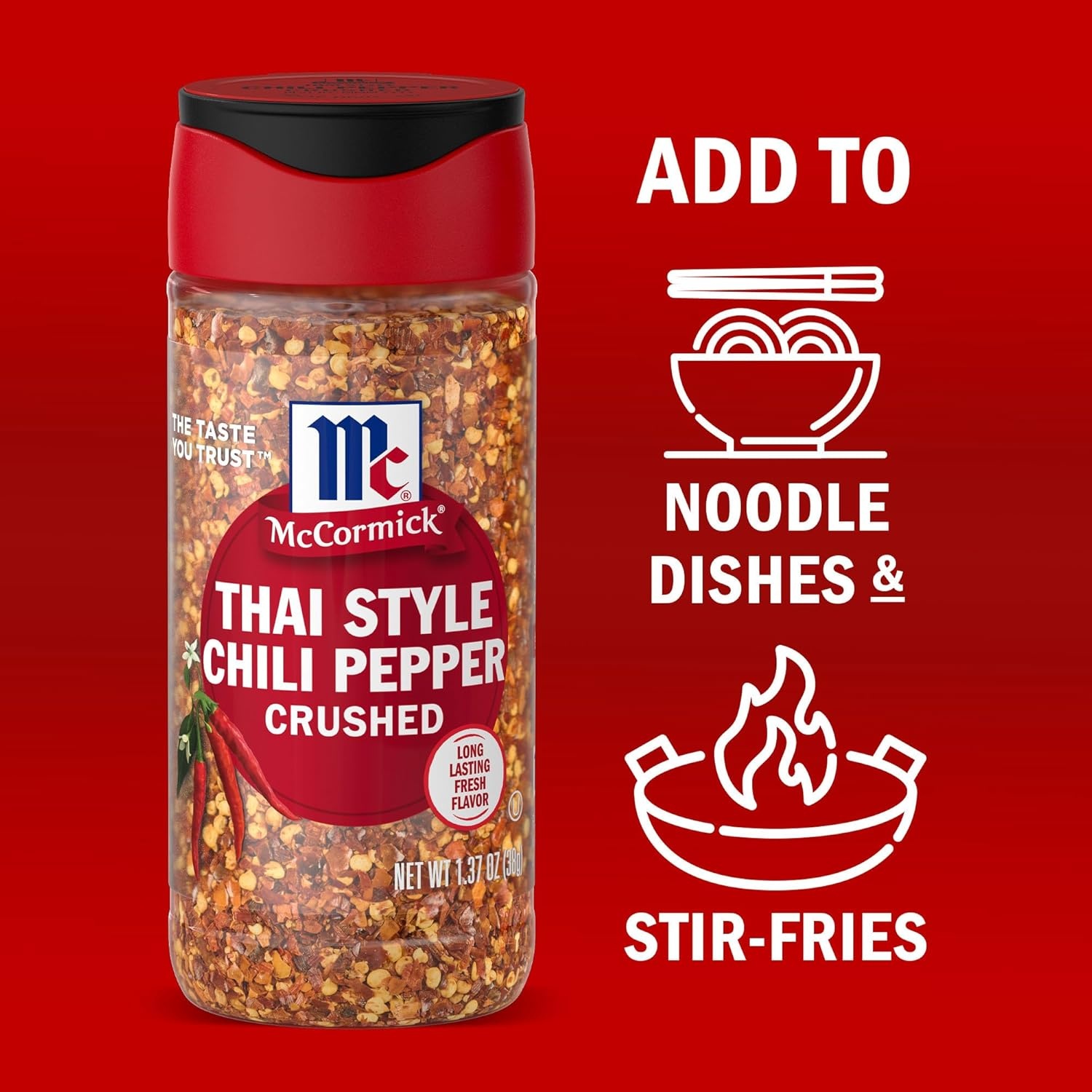 image:imageMcCormick Thai Style Chili Pepper Crushed For Pasta StirFry Salad Dressing Marinade Drunken Noodles Pad Thai and More 137 oz Pack of 6