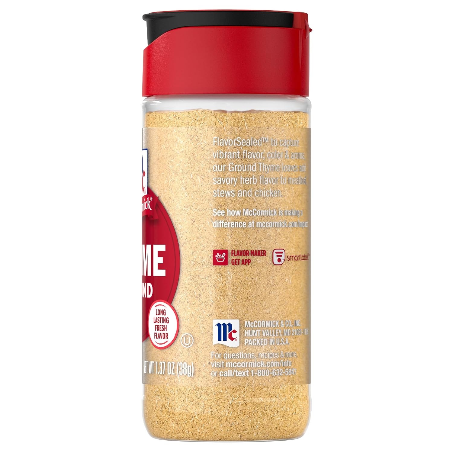 image:imageMcCormick Thyme Ground Subtle Mint Herby Flavor Kosher FlavorSealed for Freshness Ground to Blend Easily into Dishes Adds Savory Flavor to Meatloaf Stews Chicken amp Stuffing 137 oz