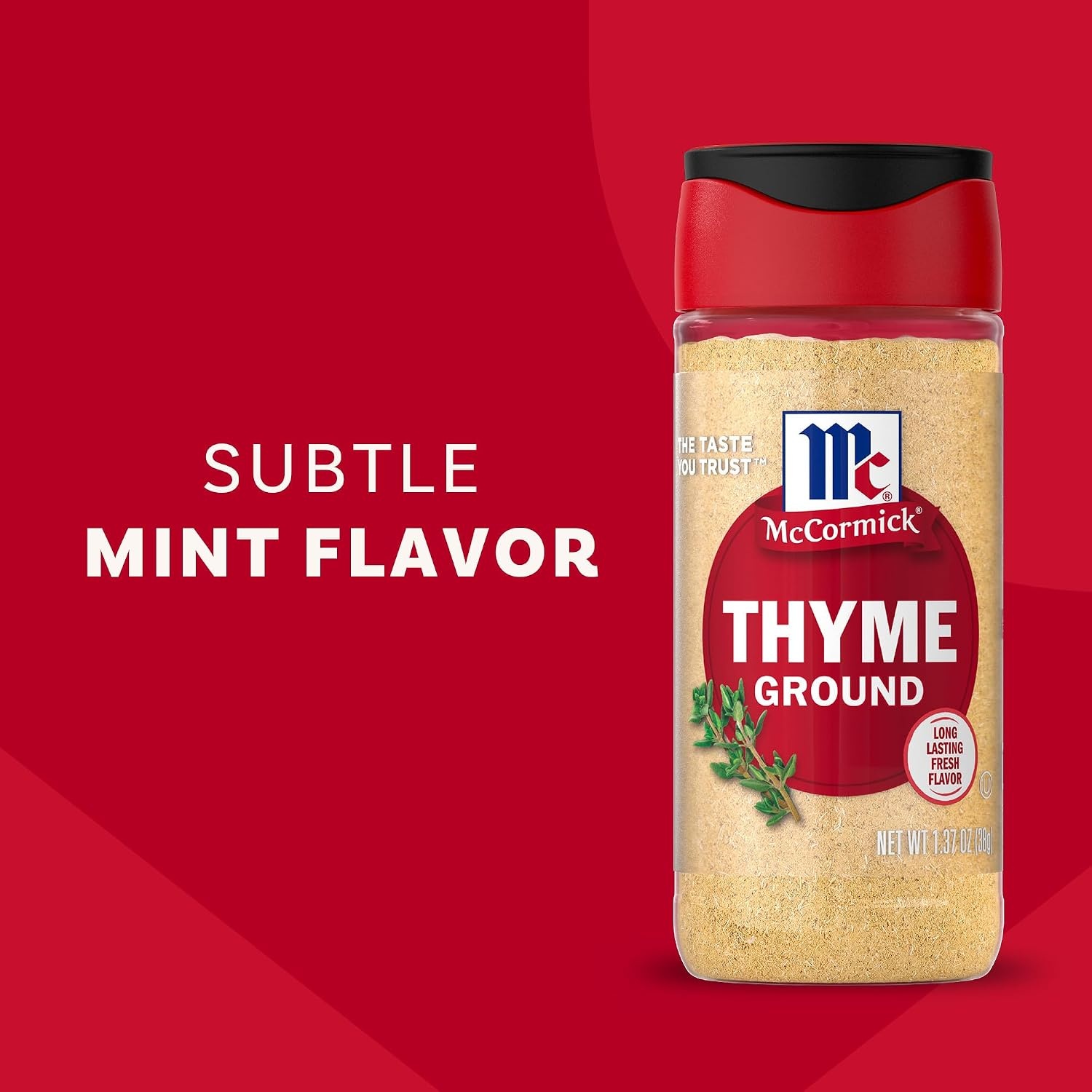 image:imageMcCormick Thyme Ground Subtle Mint Herby Flavor Kosher FlavorSealed for Freshness Ground to Blend Easily into Dishes Adds Savory Flavor to Meatloaf Stews Chicken amp Stuffing 137 oz